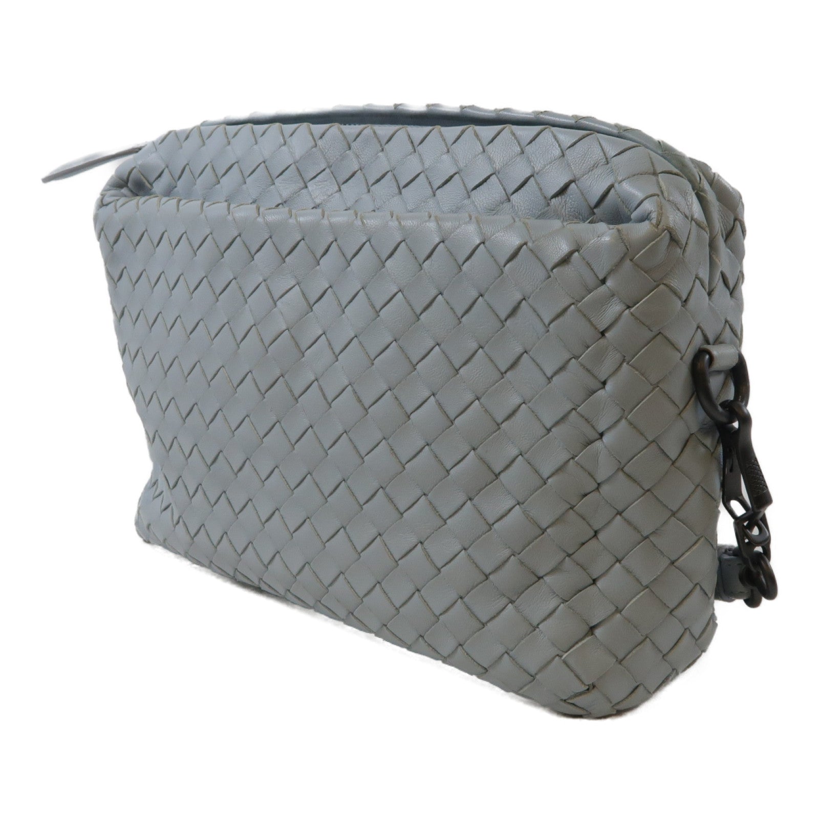 BOTTEGA VENETA 織紋羊皮皮革Shoulder Bag肩背袋藍色