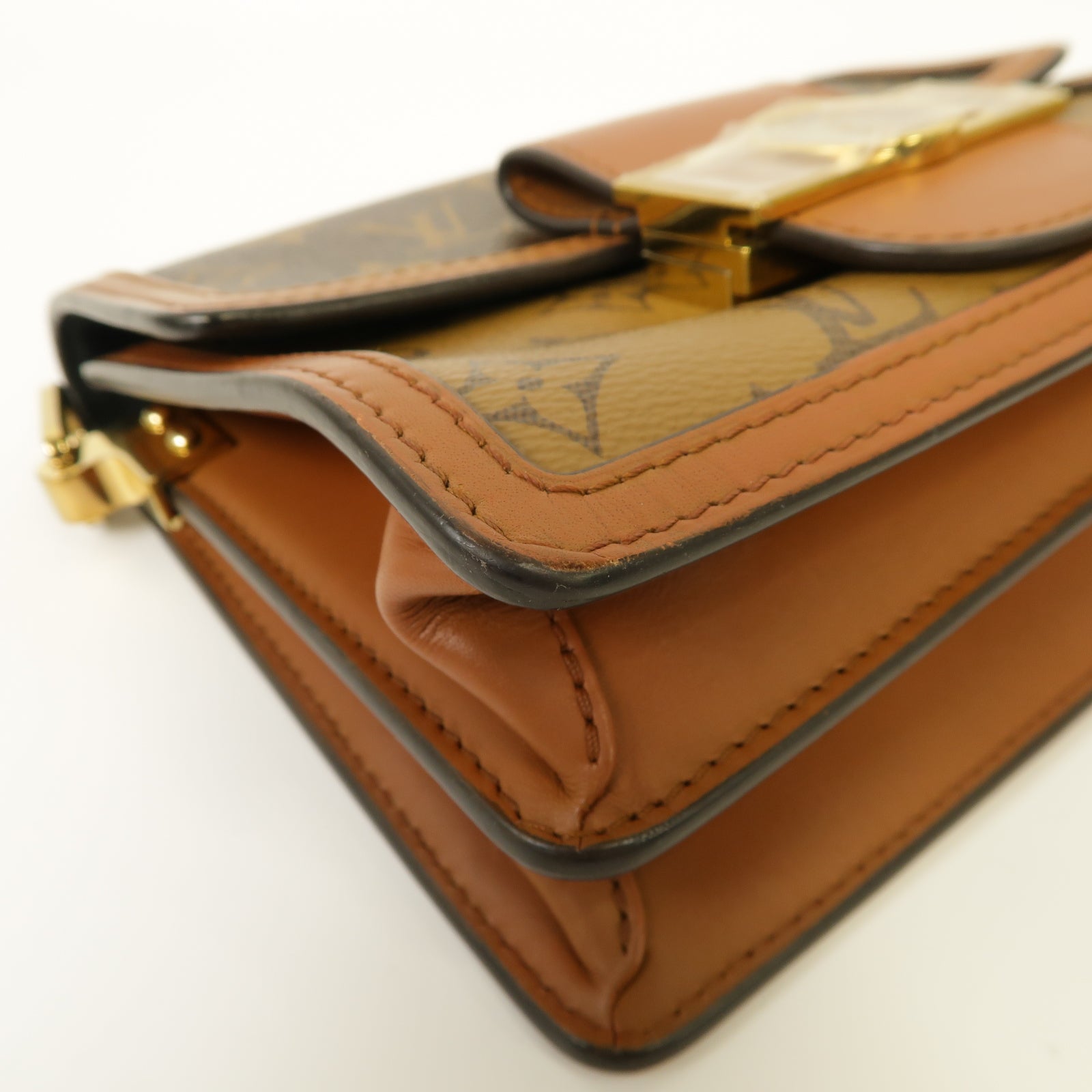 LOUIS VUITTON 【激減優惠】Monogram Reverse Mini Dauphine金扣肩背袋棕色