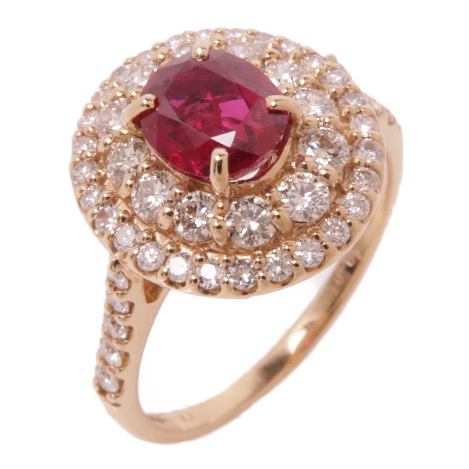 JEWELRY 【激減優惠】18K玫瑰金Ruby Ring紅寶石/鑽石戒指US#6.25