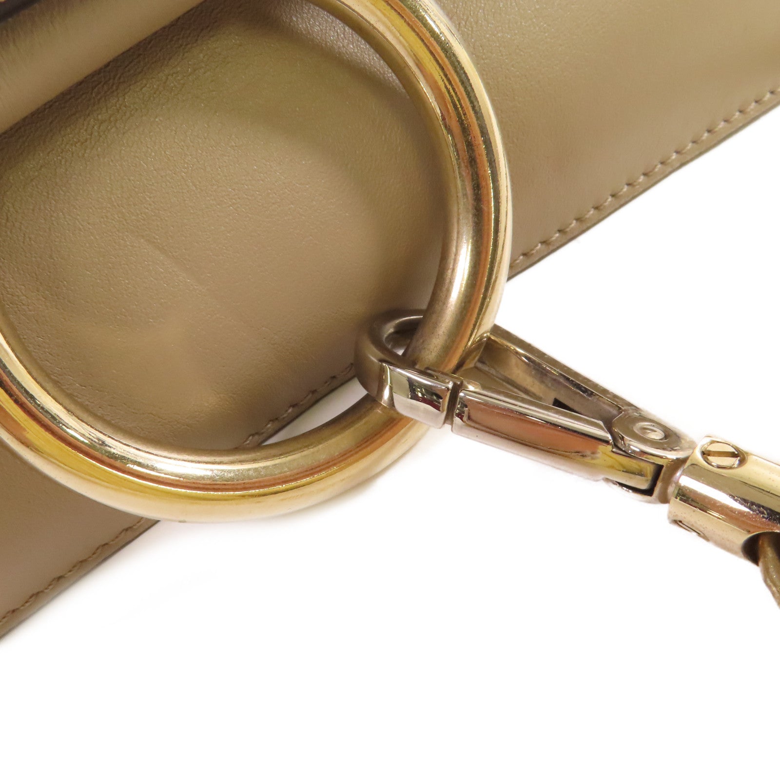 Chloe 牛皮皮革/麂皮皮革Faye Small Bag Shoulder Bag金扣鏈帶肩背袋灰色