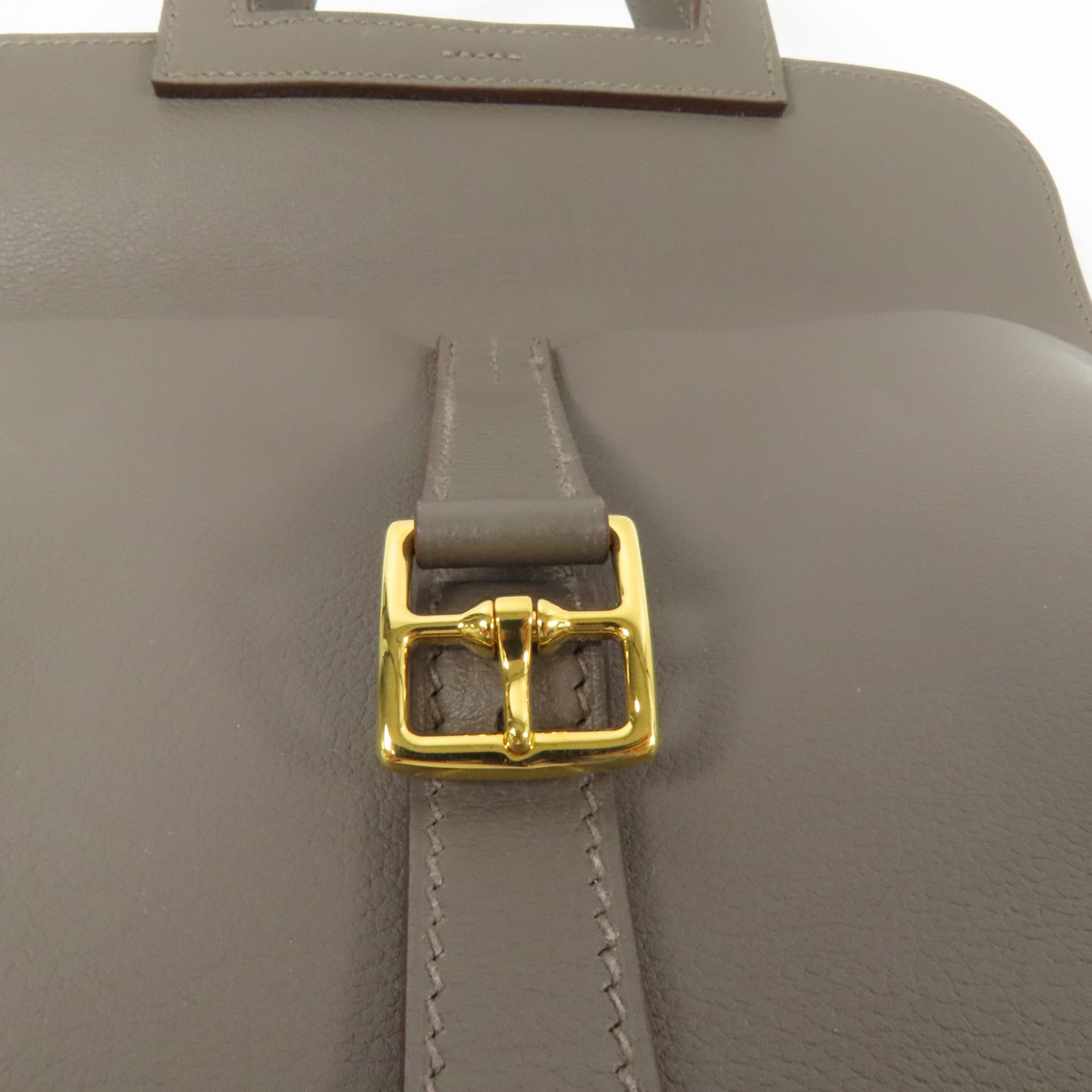 HERMES Evercolor皮革Halzan 25金扣手挽肩背兩用袋Etain