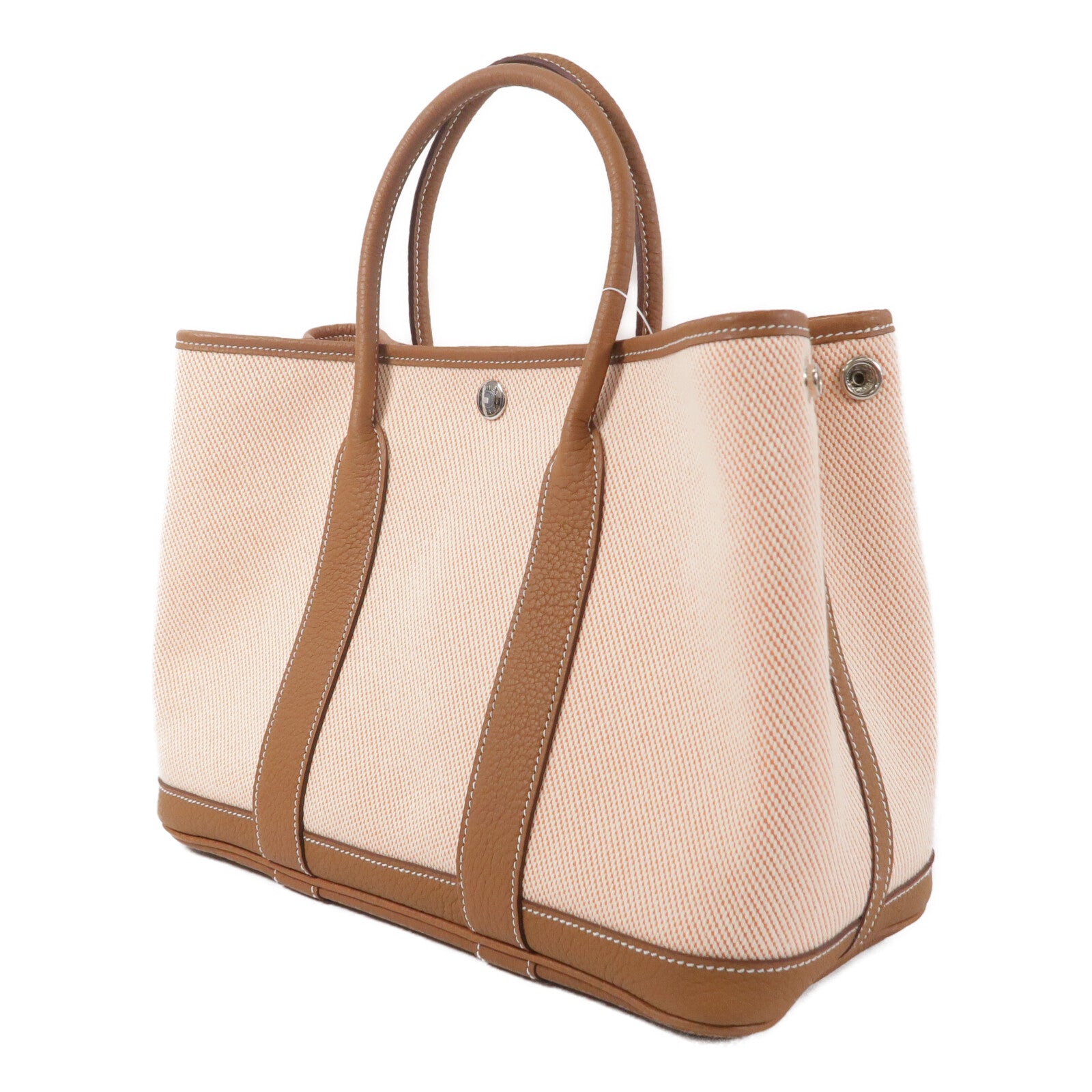 HERMES Negonda皮革/帆布Garden Party TPM手挽袋Gold/Orange Poppy