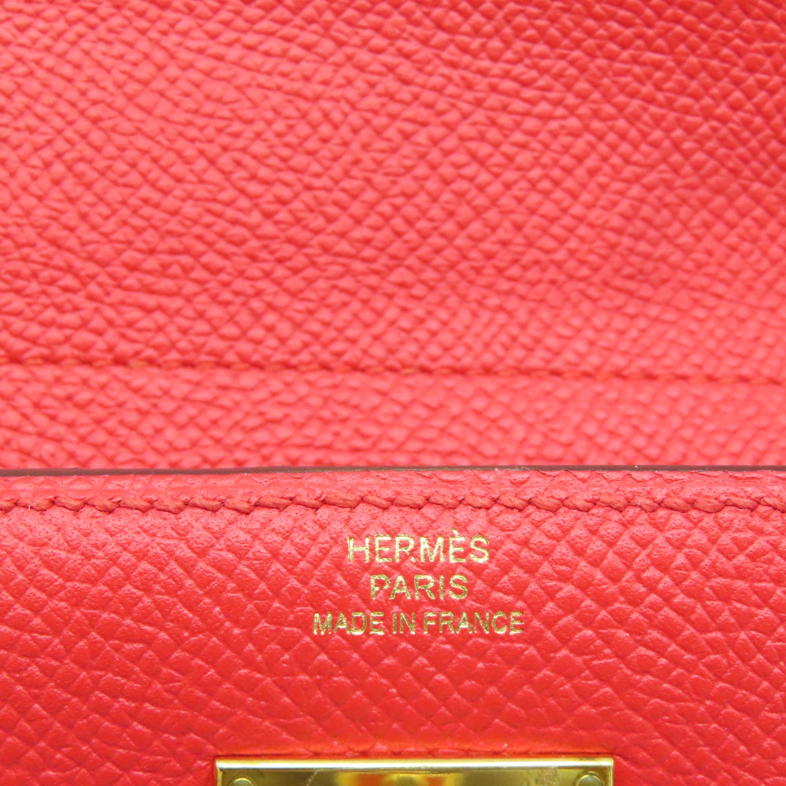 HERMES **【清倉大減價】Veau Epsom皮革Kelly Wallet金扣錢包紅色