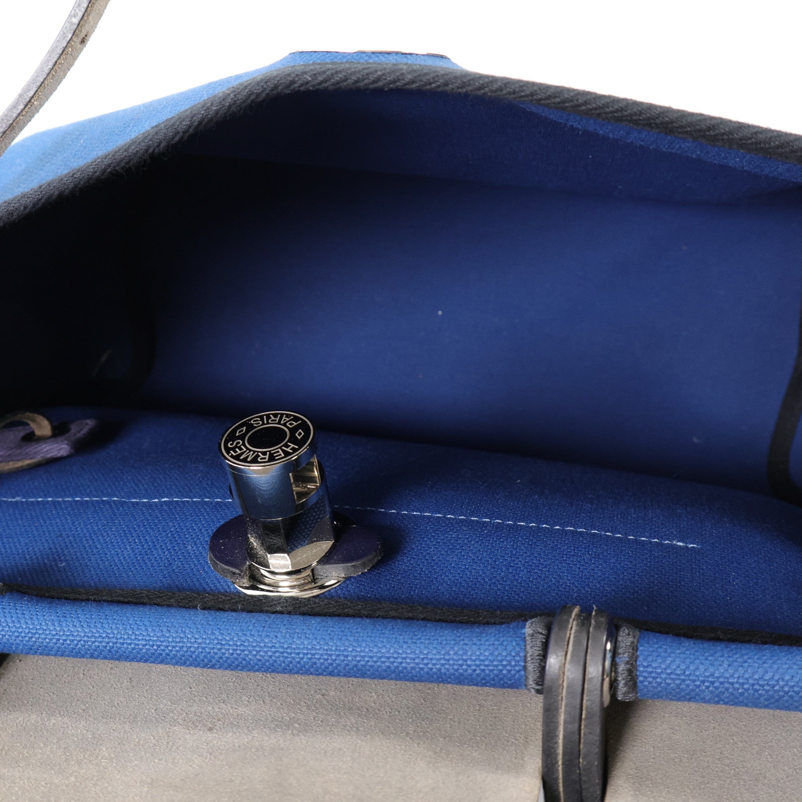 HERMES 帆布Herbag PM手挽肩背兩用袋Bleu Outremer