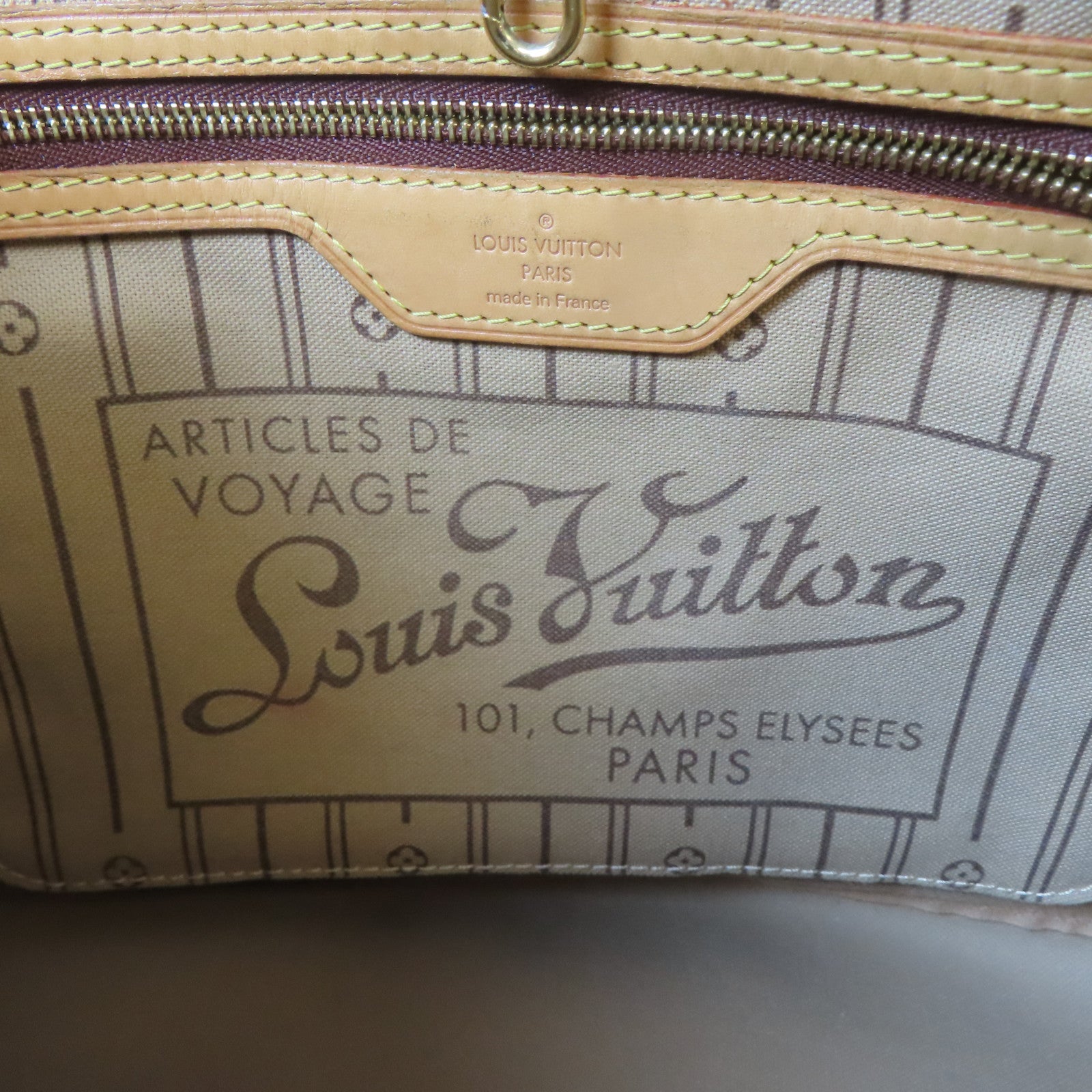 LOUIS VUITTON Monogram Neverfull PM金扣手挽袋啡色