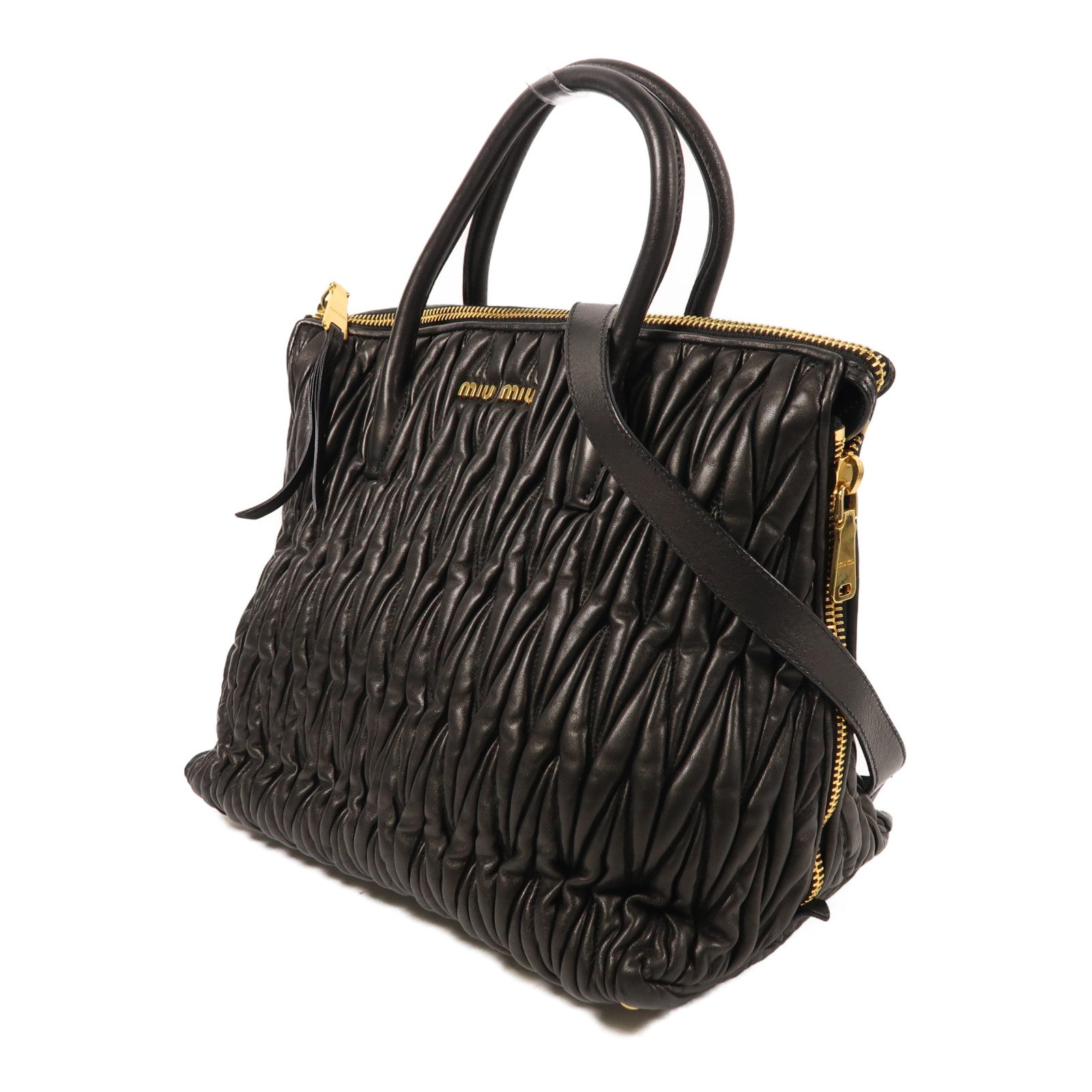 Miu Miu 羊皮皮革2 Way Shoulder金扣手挽肩背兩用袋