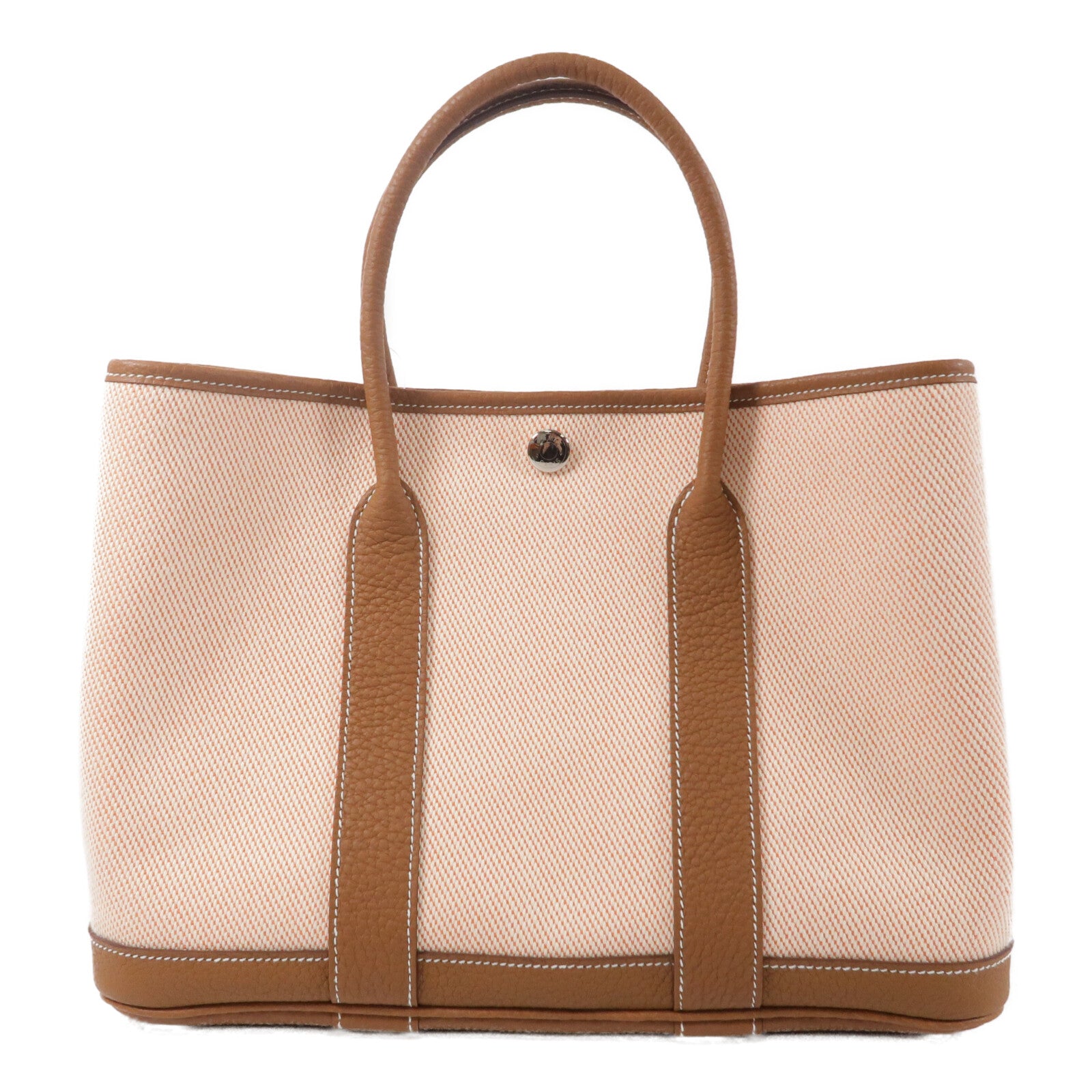 HERMES Negonda皮革/帆布Garden Party TPM手挽袋Gold/Orange Poppy