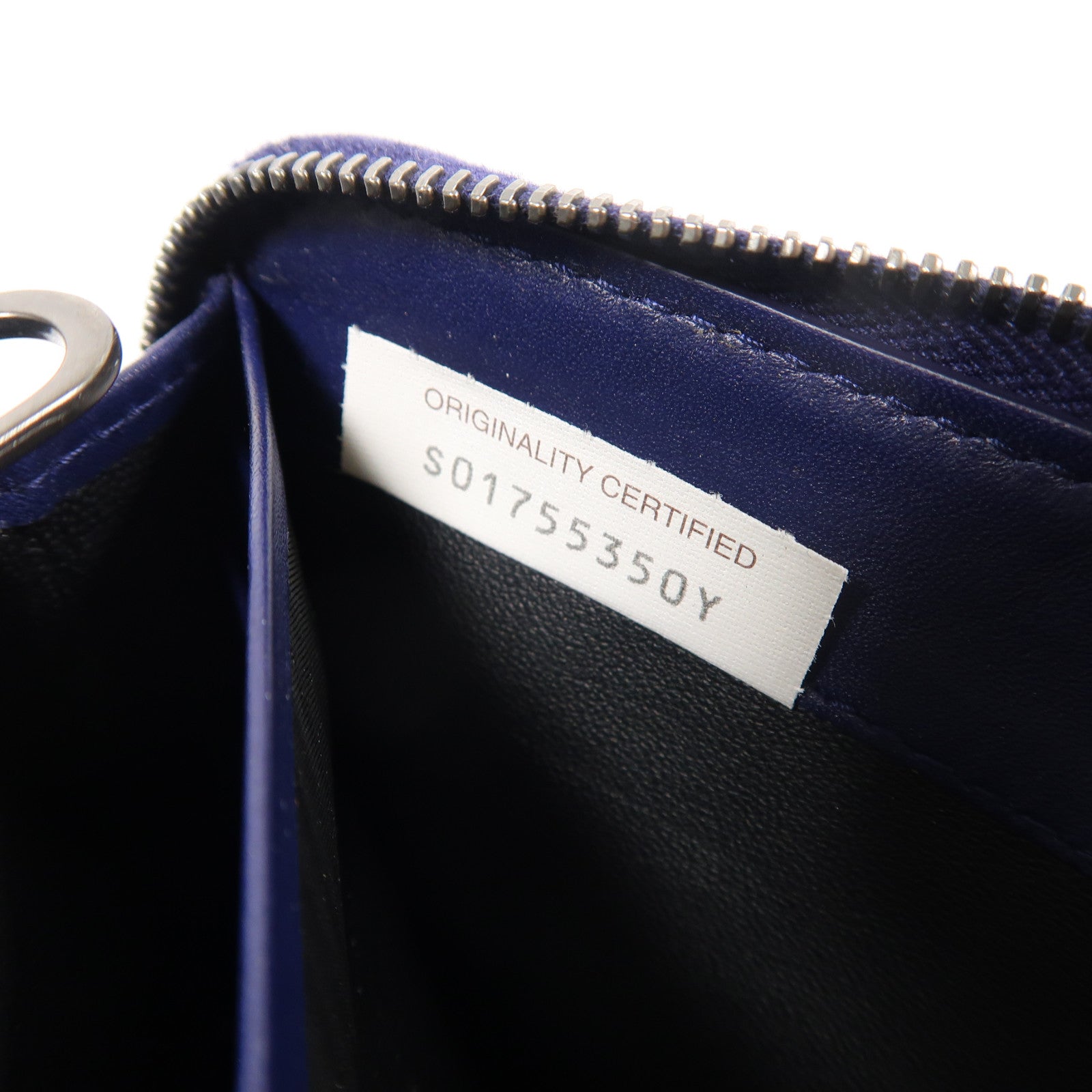 BOTTEGA VENETA 織紋羊皮皮革Zipper Long Wallet銀扣長錢包深藍色