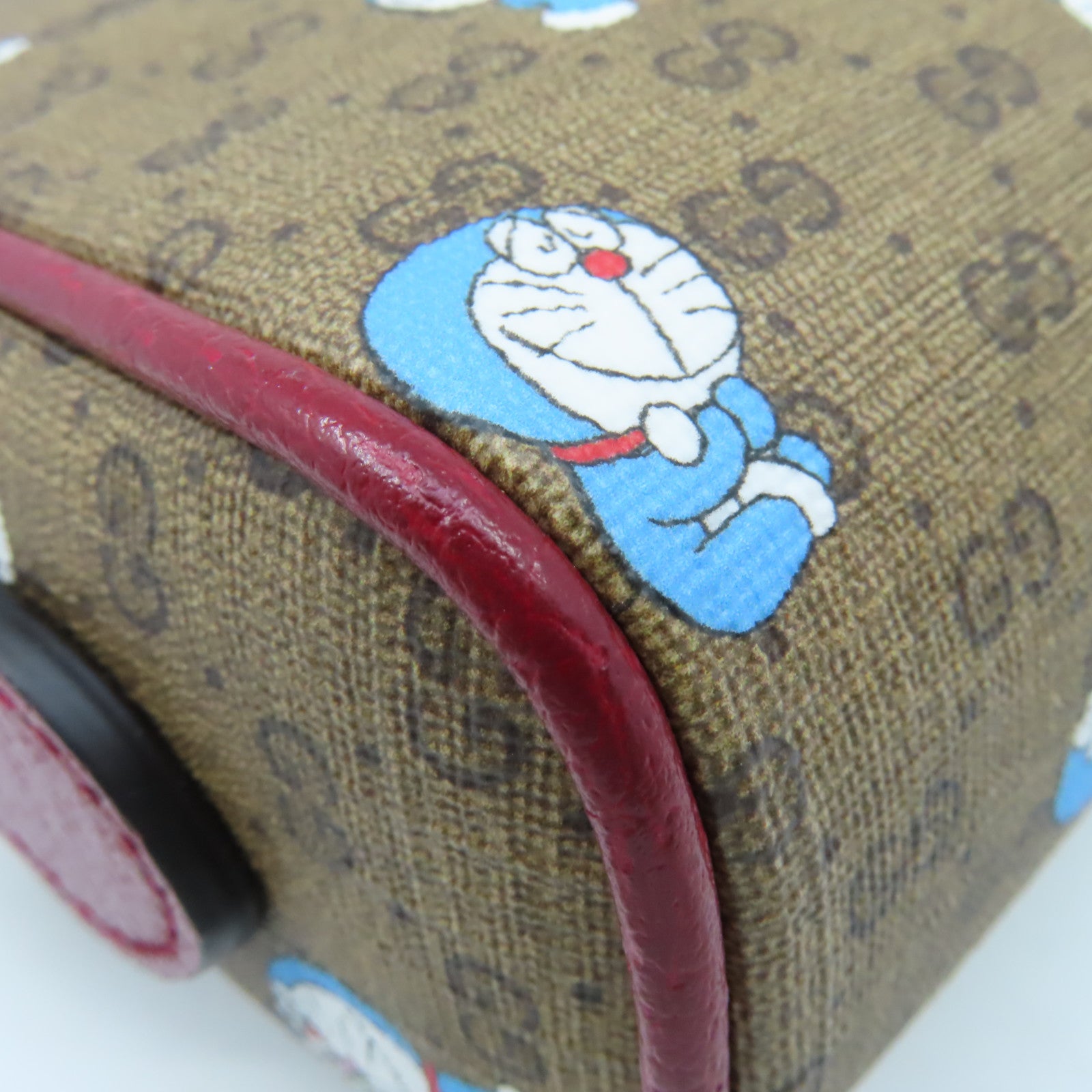 GUCCI 【激減優惠】塗層帆布Doraemon Mini Shoulder Bag金扣肩背袋啡色/酒紅色
