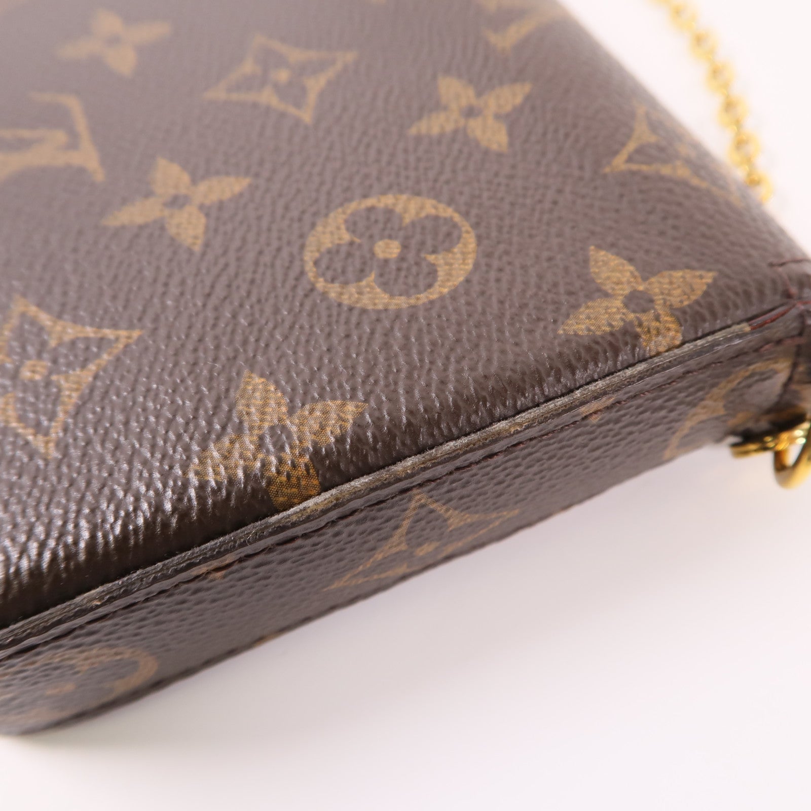 LOUIS VUITTON LV GHW Pochette Felicie Chain Shoulder Bag M61276 Monogram Brown