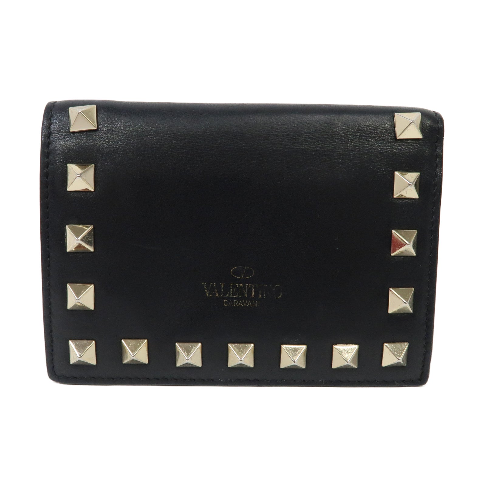 Valentino 牛皮皮革Rockstud Wallet錢包黑色