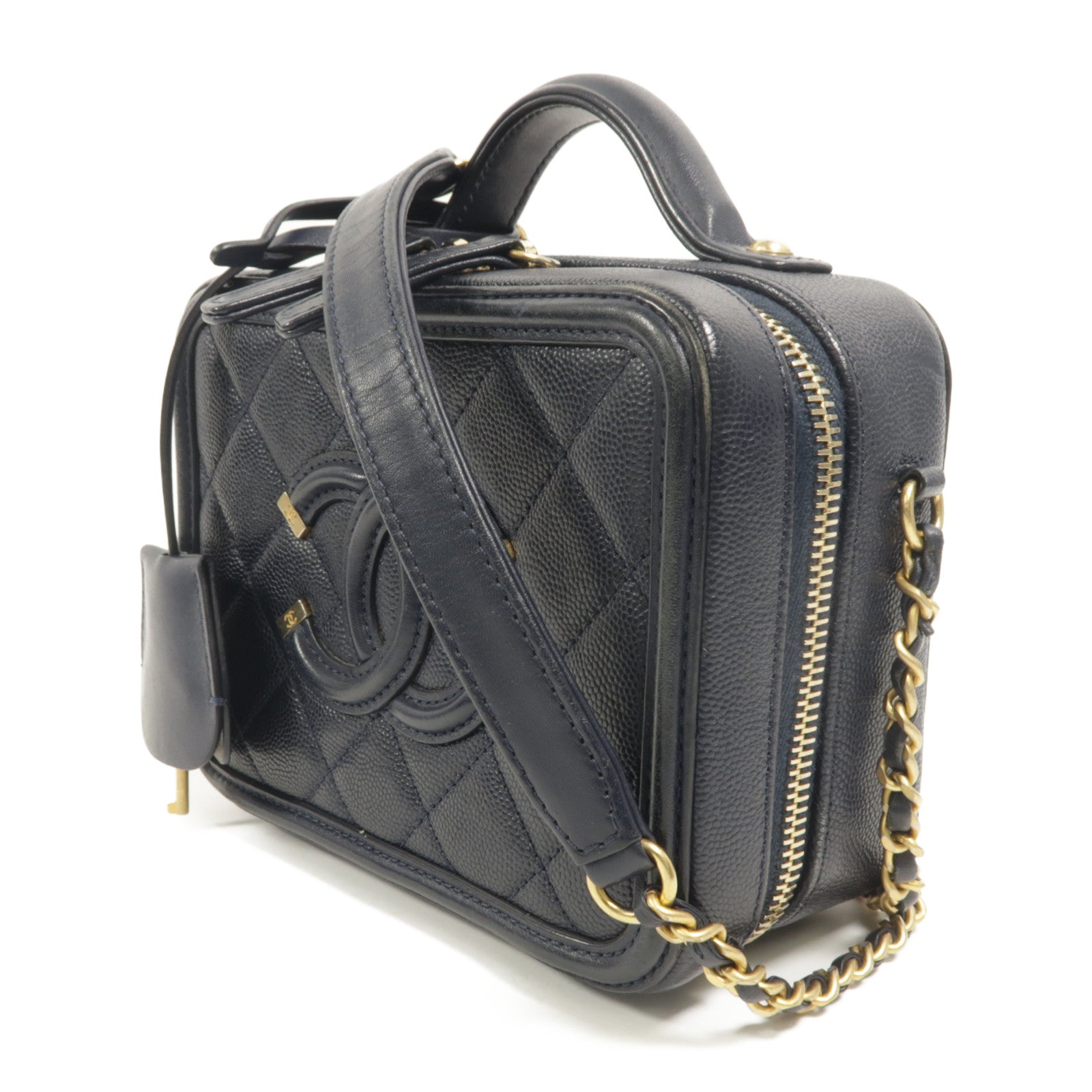 CHANEL 牛皮皮革Vanty Case Small鏈帶肩背袋