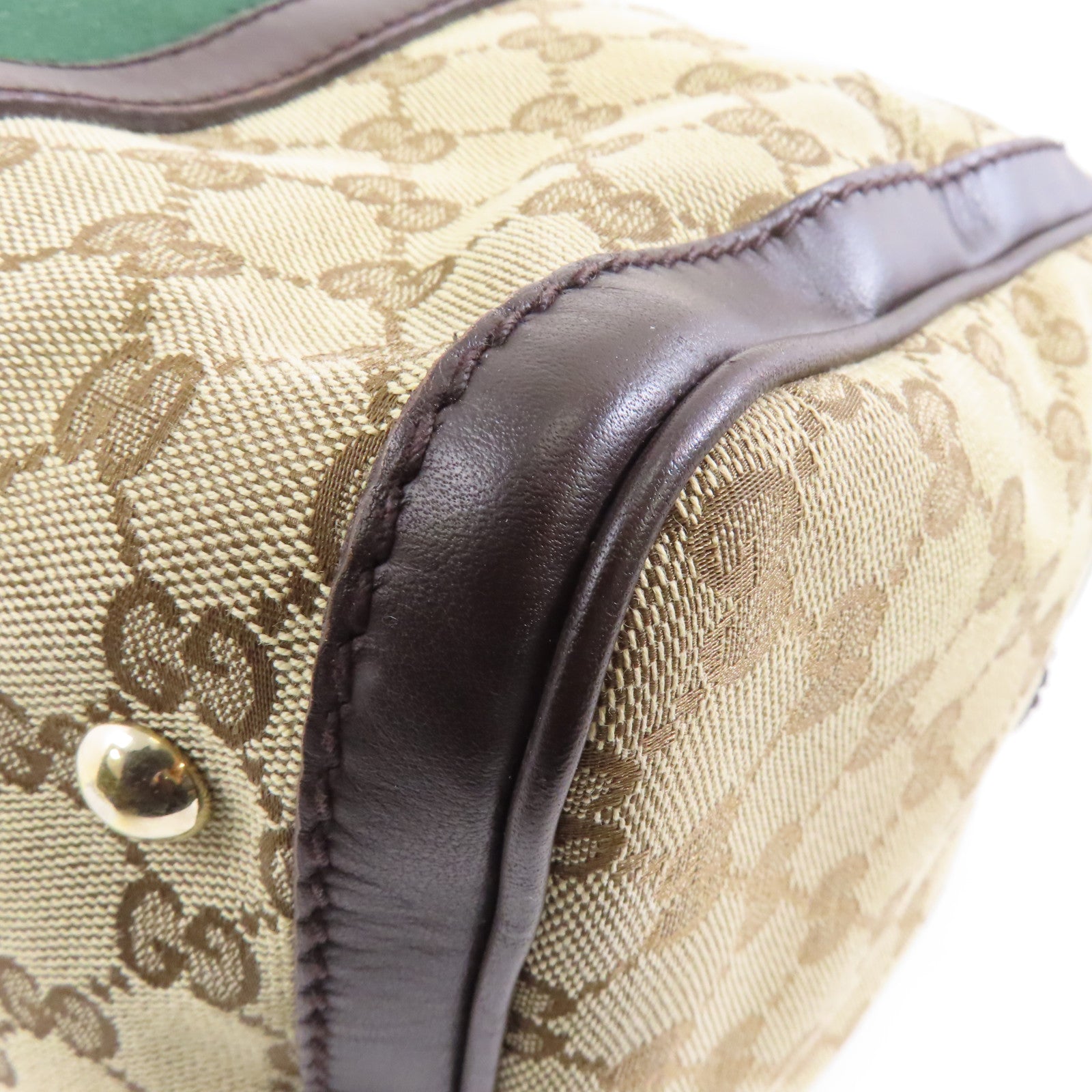 GUCCI 【激減優惠】帆布/皮革2 Way Boston Bag金扣手挽肩背兩用袋啡色
