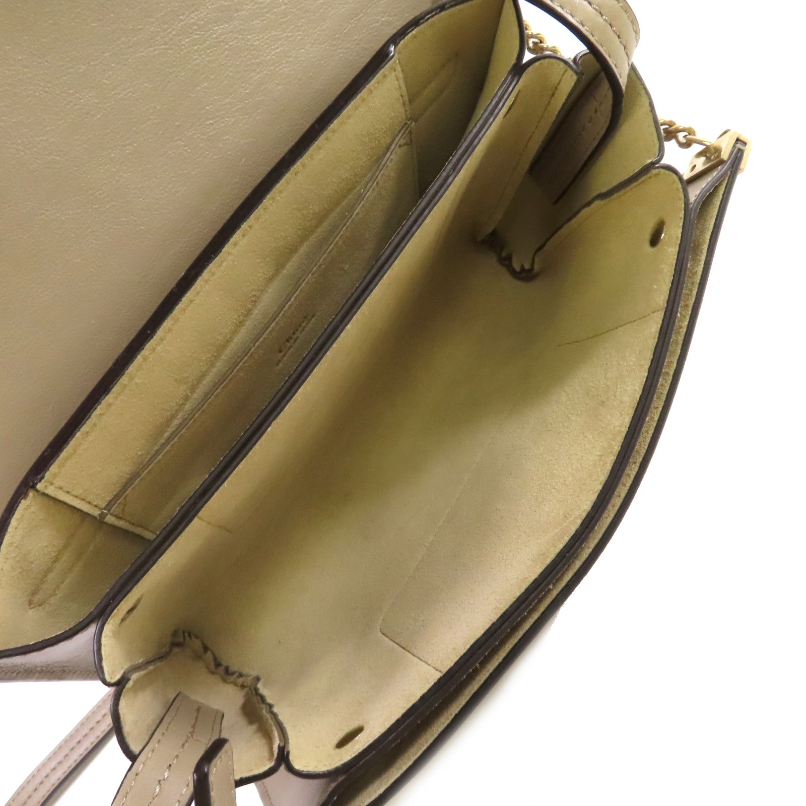 Chloe 牛皮皮革/麂皮皮革Faye Small Bag Shoulder Bag金扣鏈帶肩背袋灰色