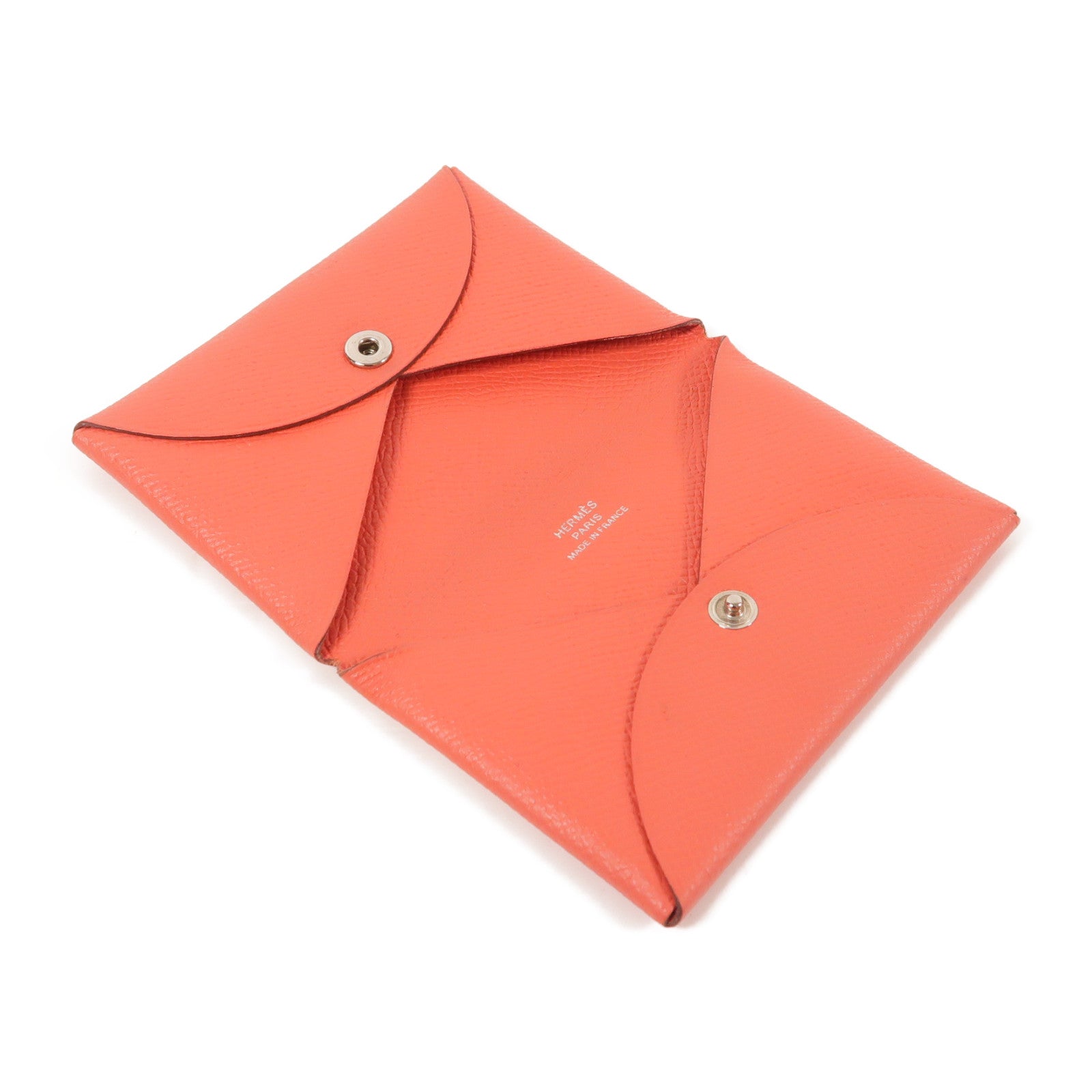 HERMES PHW Calvi Card Case/Card Holder Epsom Leather Red