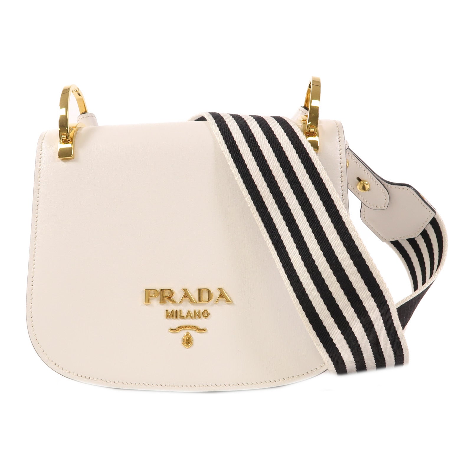 PRADA 牛皮皮革City Shoulder Bag金扣肩背袋