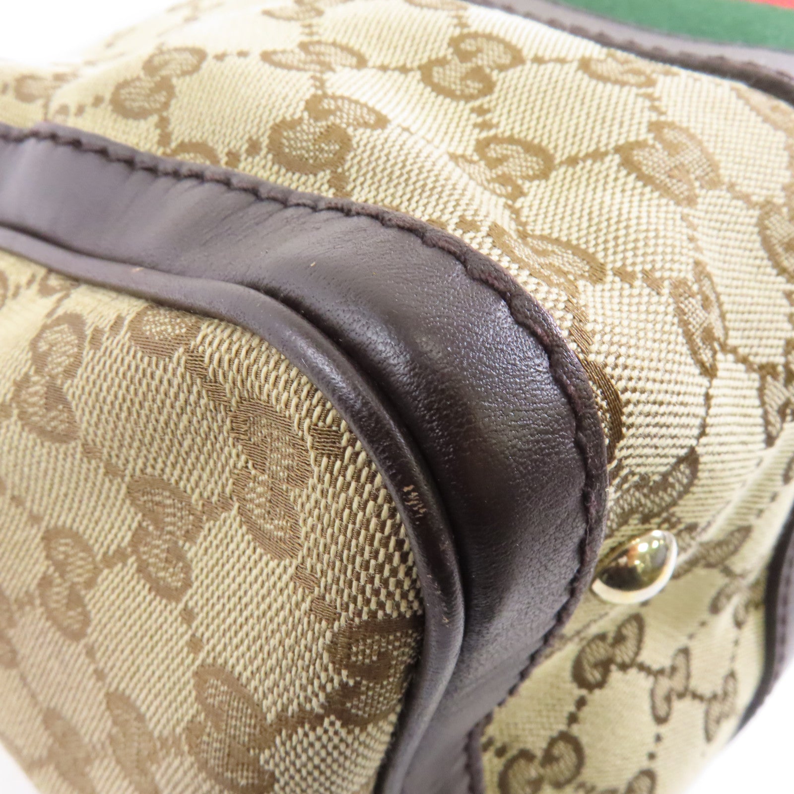 GUCCI 【激減優惠】帆布/皮革2 Way Boston Bag金扣手挽肩背兩用袋啡色