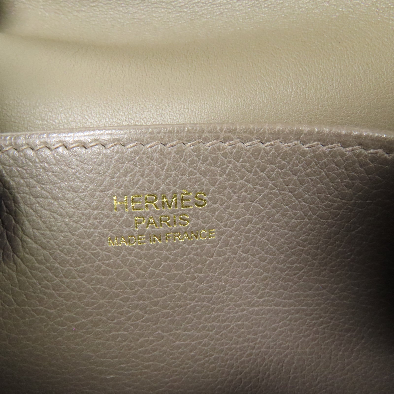 HERMES Evercolor皮革Halzan 25金扣手挽肩背兩用袋Etain