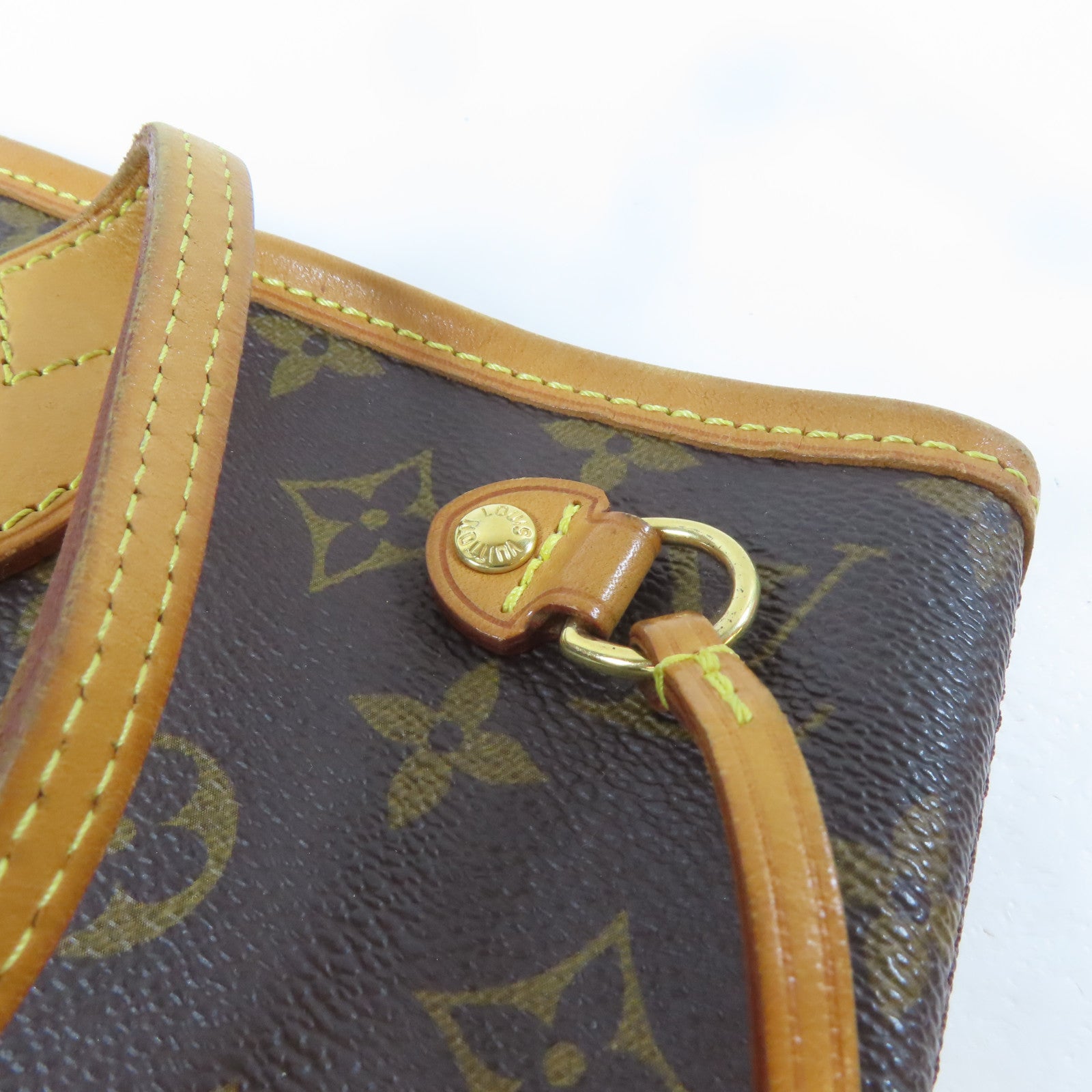 LOUIS VUITTON Monogram Neverfull PM金扣手挽袋啡色