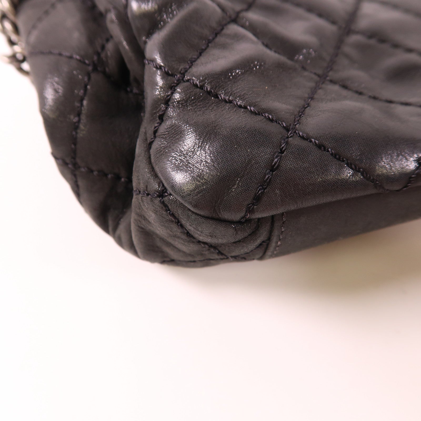 CHANEL CC SHW Chain Shoulder Bag Leather Black