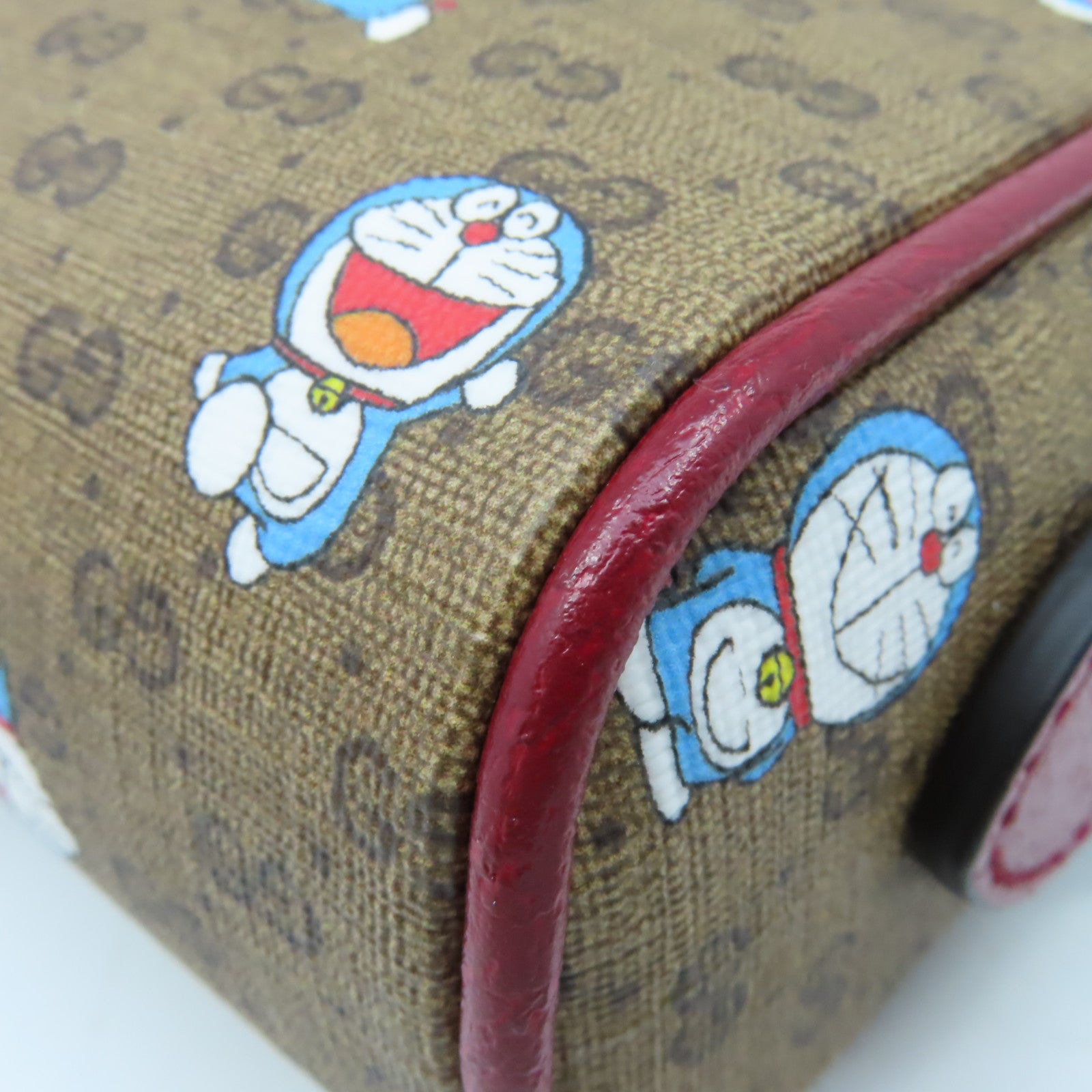 GUCCI 【激減優惠】塗層帆布Doraemon Mini Shoulder Bag金扣肩背袋啡色/酒紅色