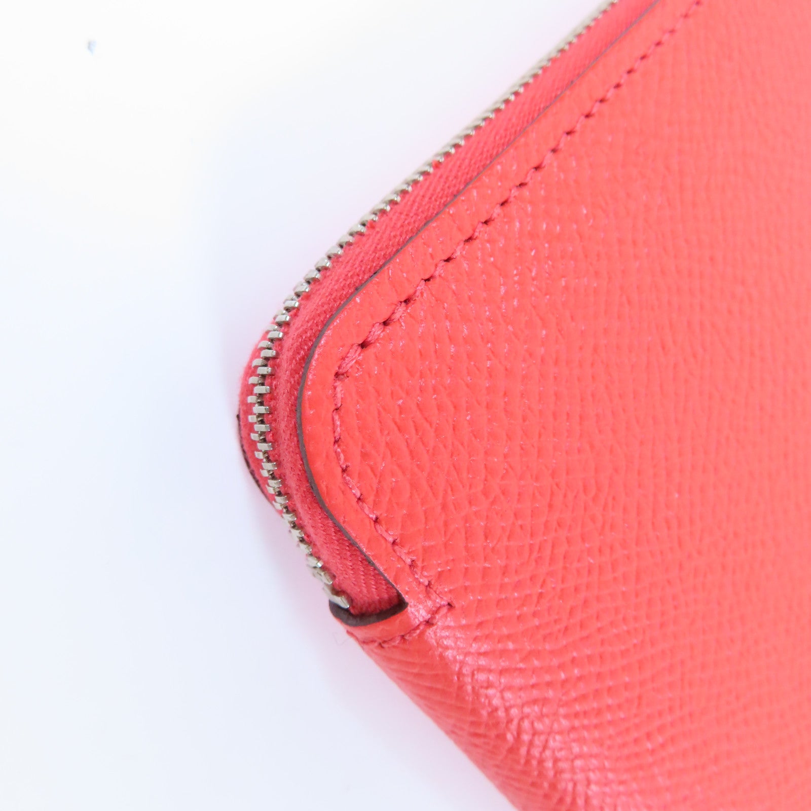 HERMES **【激減優惠】Epsom皮革Silk In Long Wallet銀扣長錢包Rose Jaipur糖果紅色