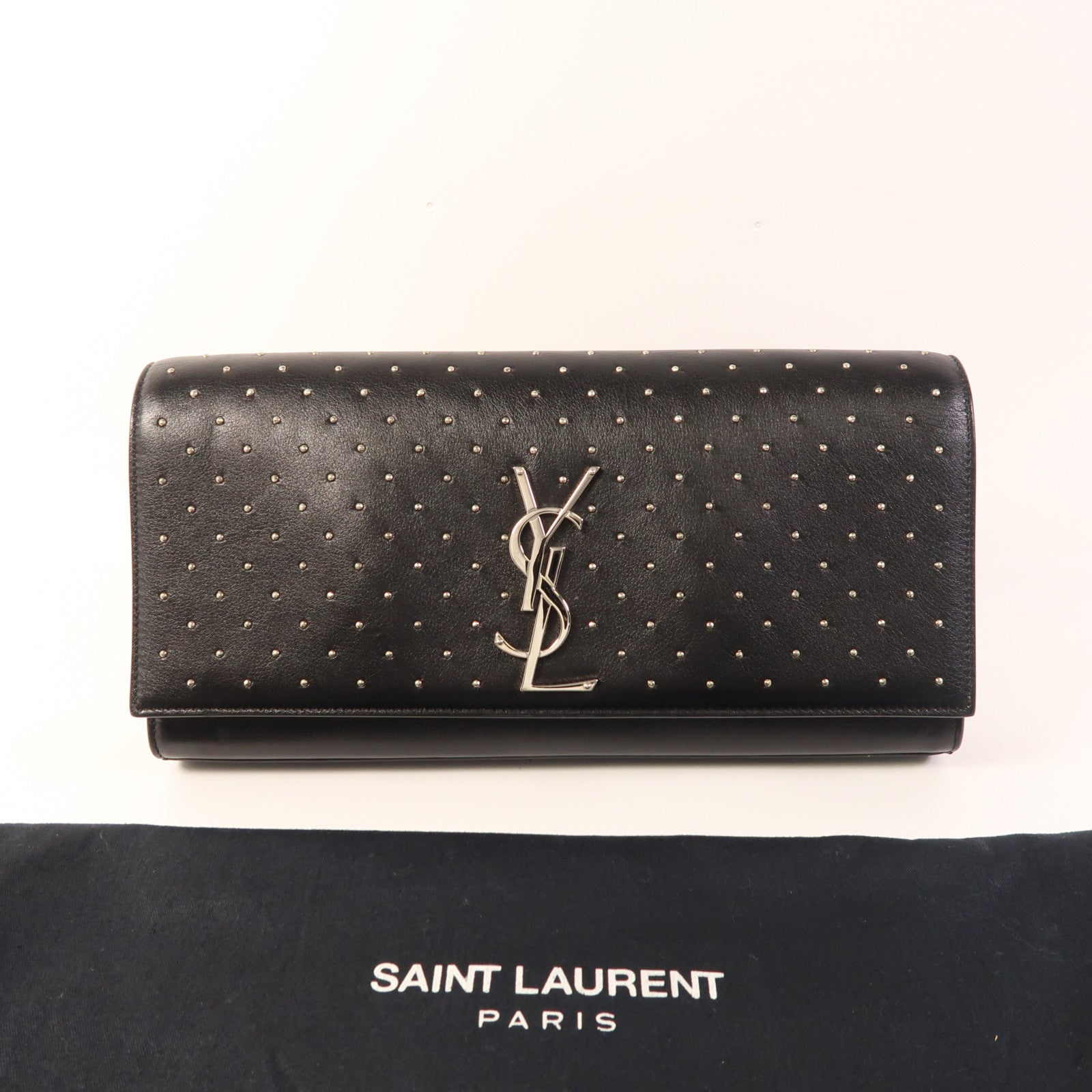 SAINT LAURENT 牛皮皮革Clutch Bag銀扣手拿包