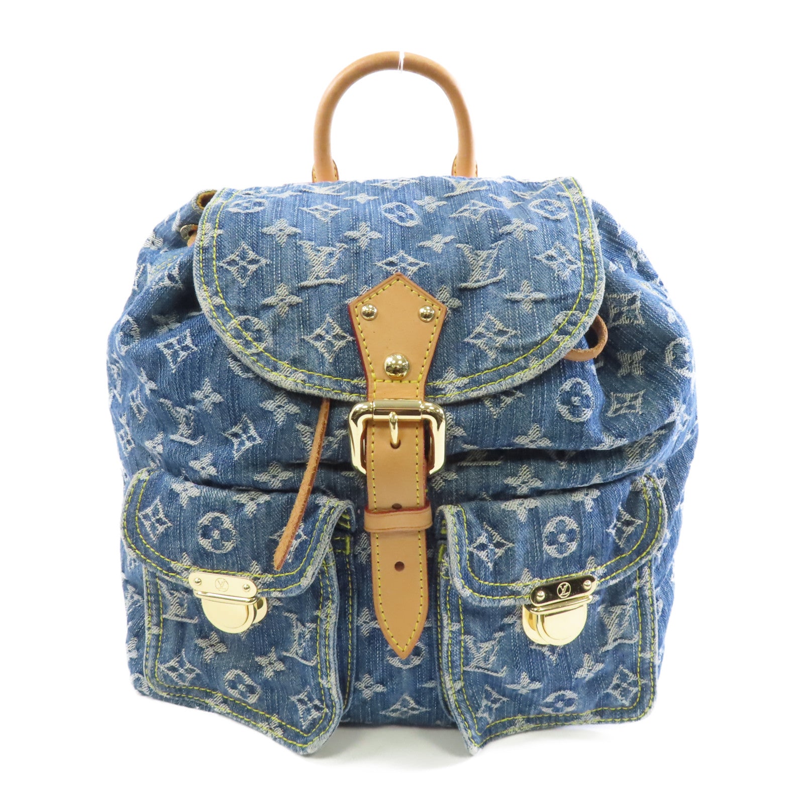 LOUIS VUITTON Monogram Denim Sac A Dos PM金扣背包藍色