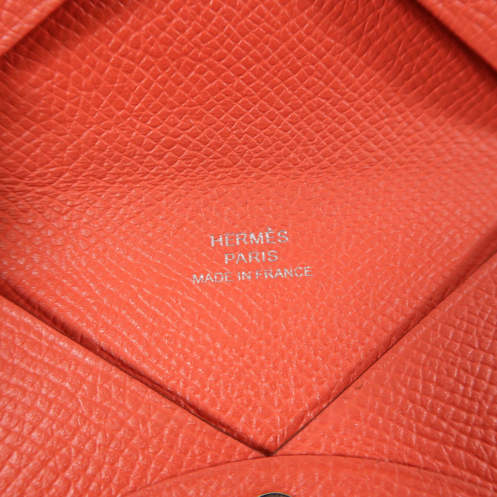 HERMES PHW Calvi Card Case/Card Holder Epsom Leather Red