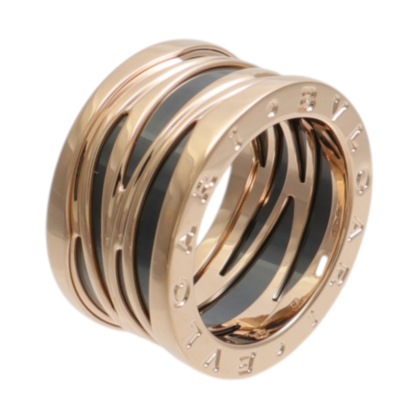 BVLGARI 18K玫瑰金B.Zerol Design Legend Ring琺瑯戒指