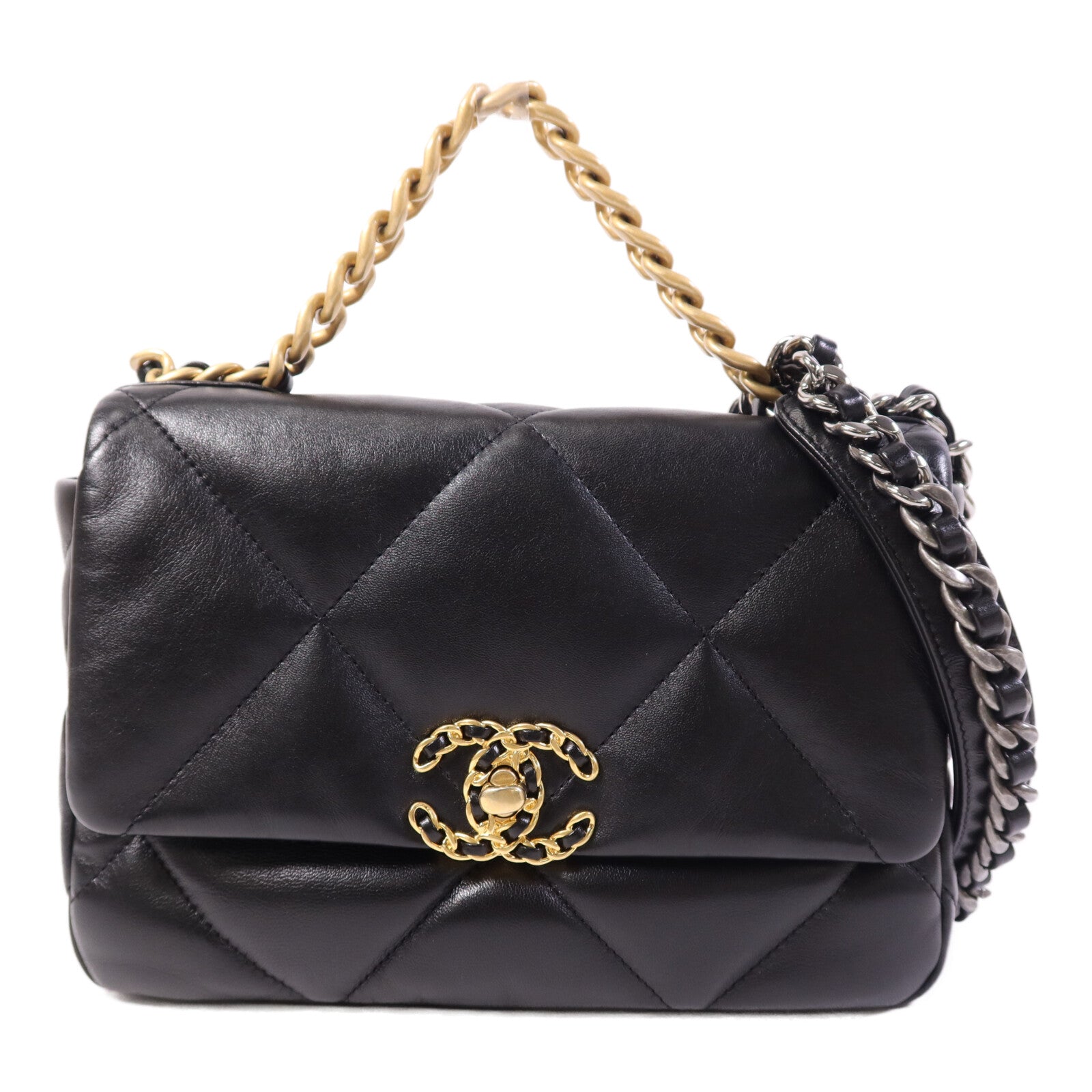 CHANEL 羊皮皮革C19 Small鏈帶手挽肩背兩用袋