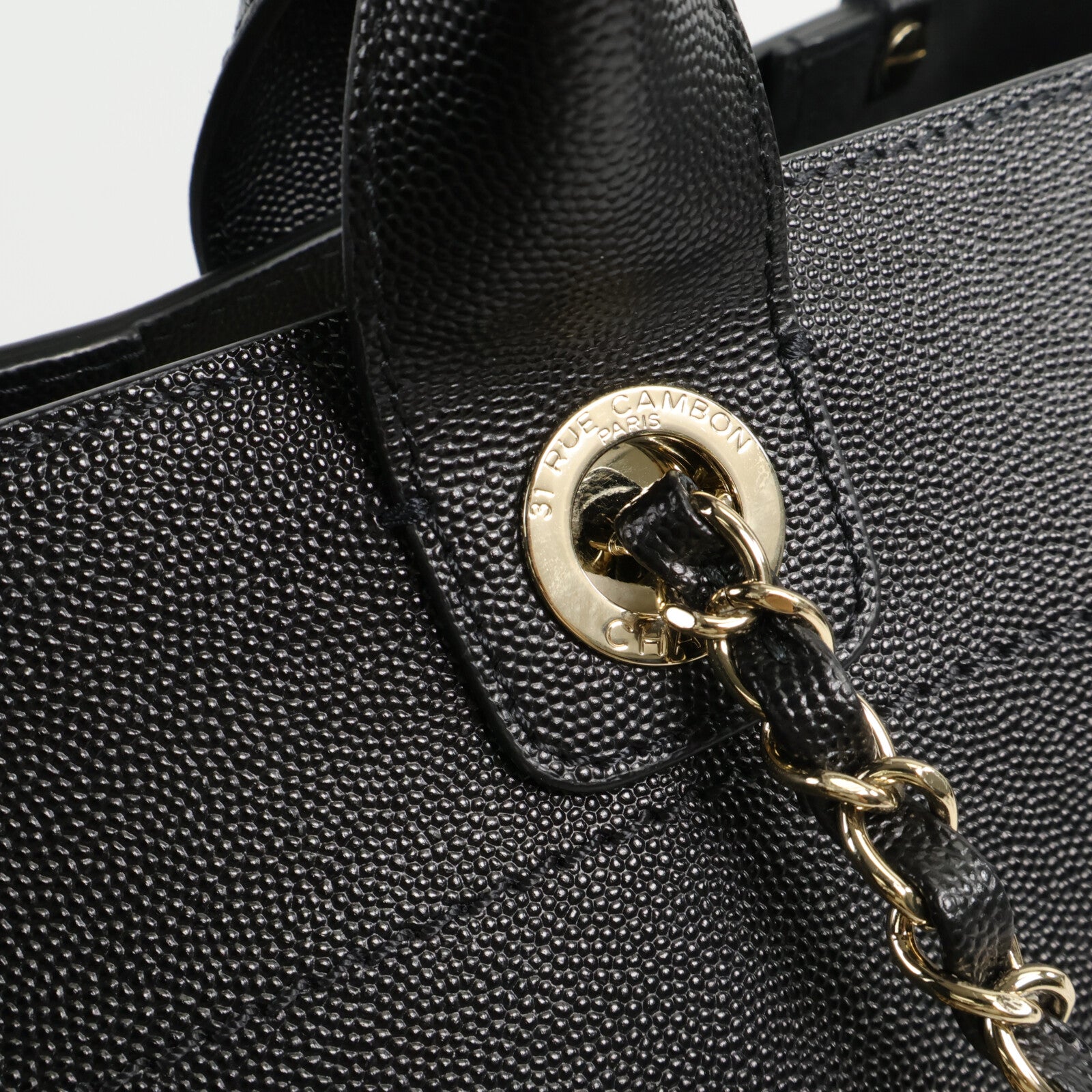 CHANEL 牛皮皮革Deauville 2 Way Shoulder Bag鏈帶肩背袋