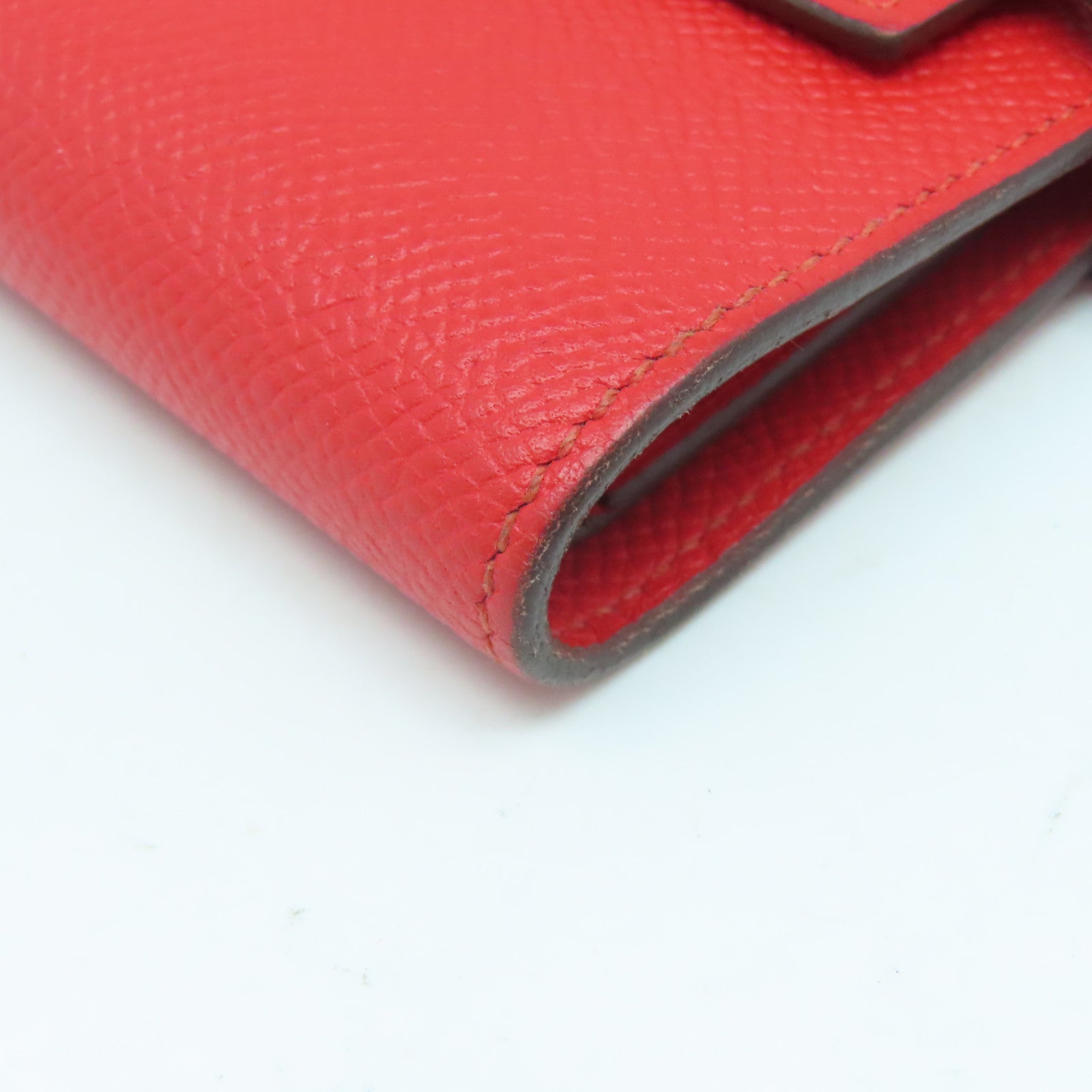 HERMES **【清倉大減價】Veau Epsom皮革Kelly Wallet金扣錢包紅色
