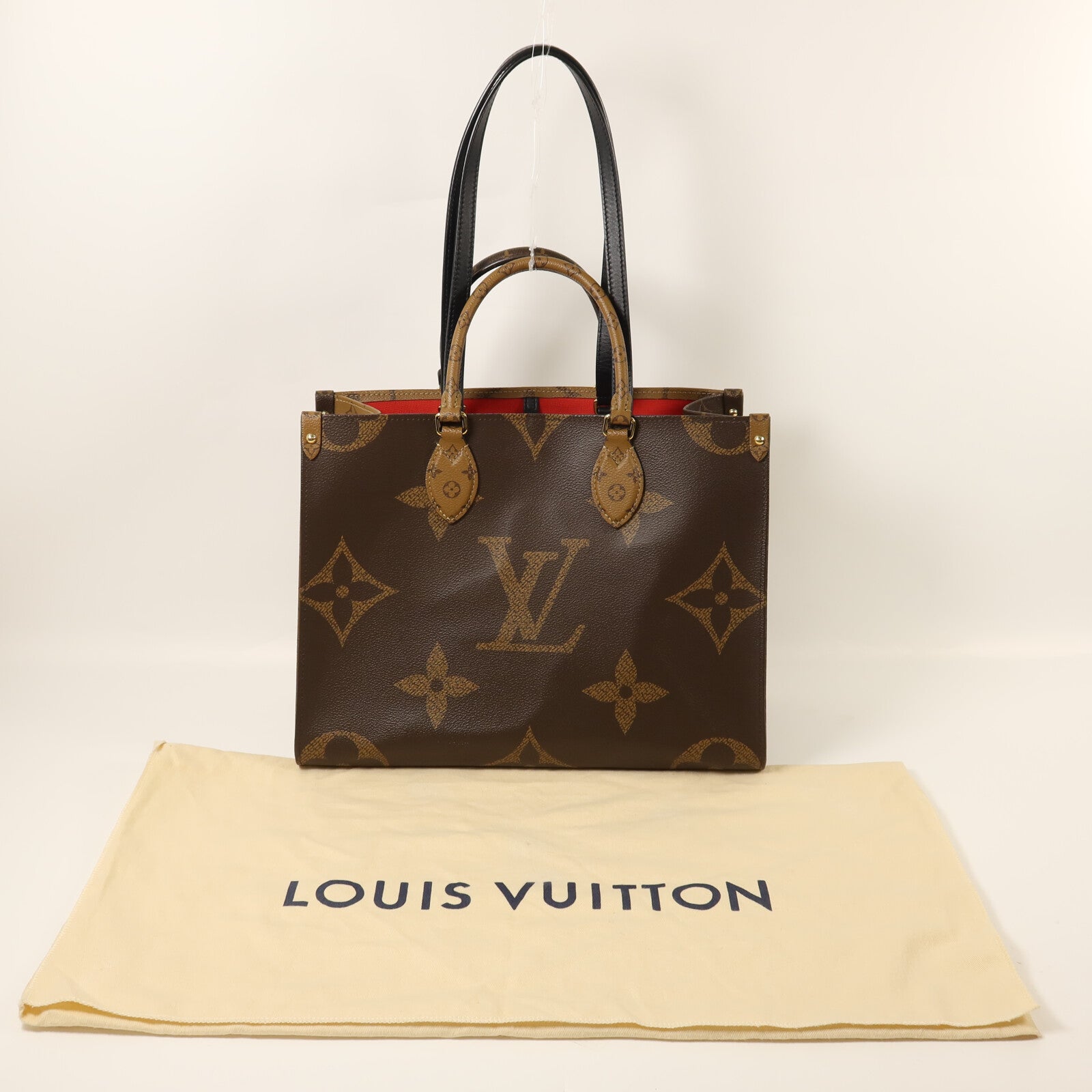 LOUIS VUITTON Monogram Giant/Monogram Reverse On The Go MM金扣手挽肩背兩用袋