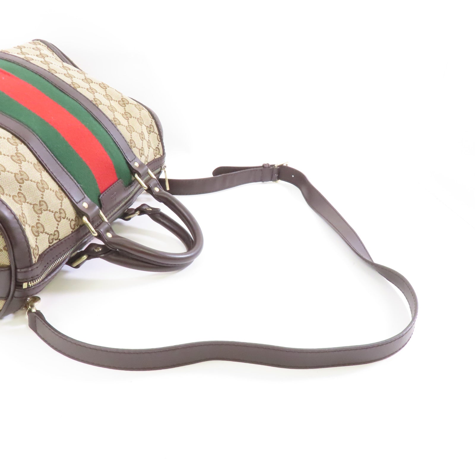GUCCI 【激減優惠】帆布/皮革2 Way Boston Bag金扣手挽肩背兩用袋啡色