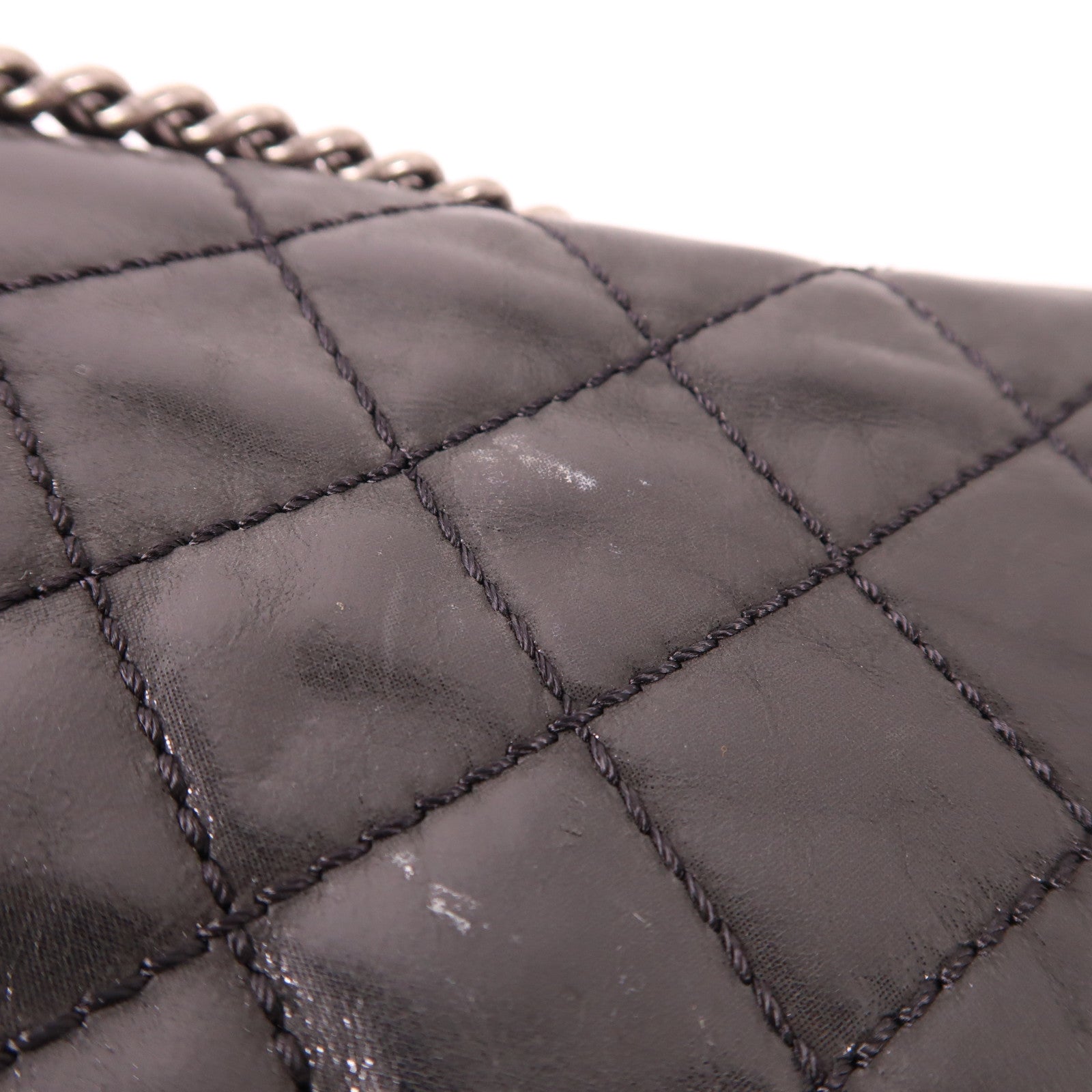 CHANEL CC SHW Chain Shoulder Bag Leather Black