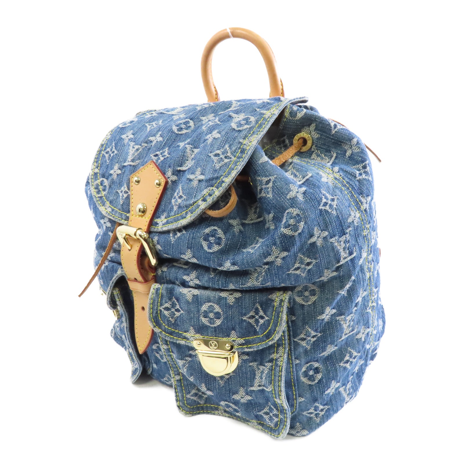 LOUIS VUITTON Monogram Denim Sac A Dos PM金扣背包藍色