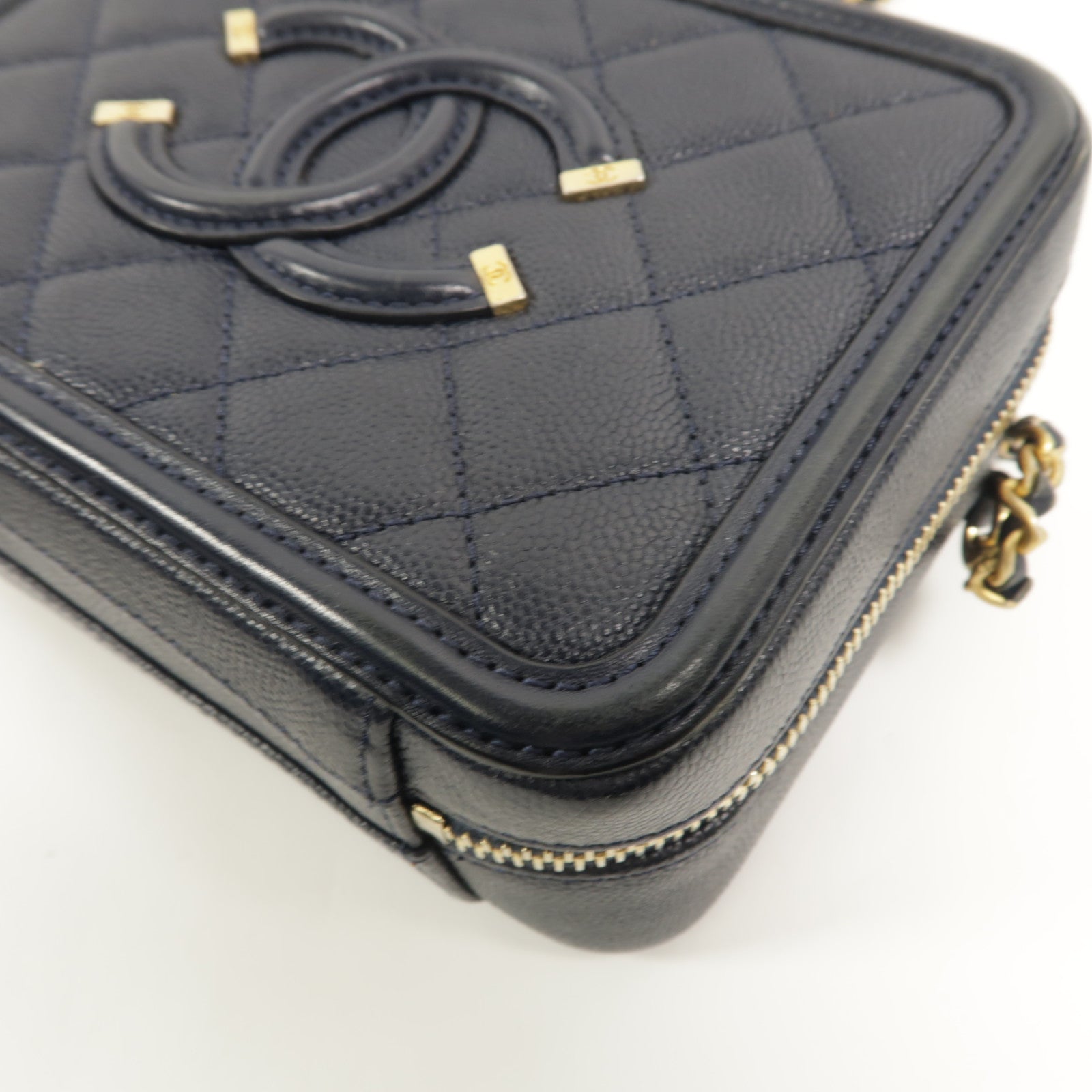 CHANEL 牛皮皮革Vanty Case Small鏈帶肩背袋