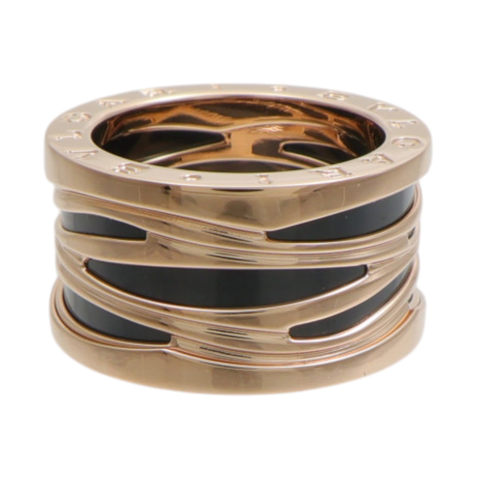 BVLGARI 18K玫瑰金B.Zerol Design Legend Ring琺瑯戒指