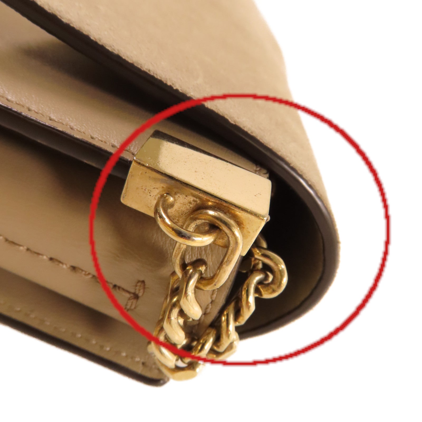 Chloe 牛皮皮革/麂皮皮革Faye Small Bag Shoulder Bag金扣鏈帶肩背袋灰色