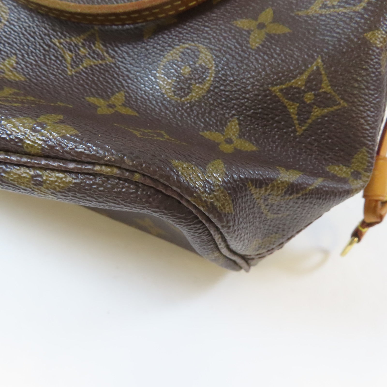 LOUIS VUITTON Monogram Neverfull PM金扣手挽袋啡色
