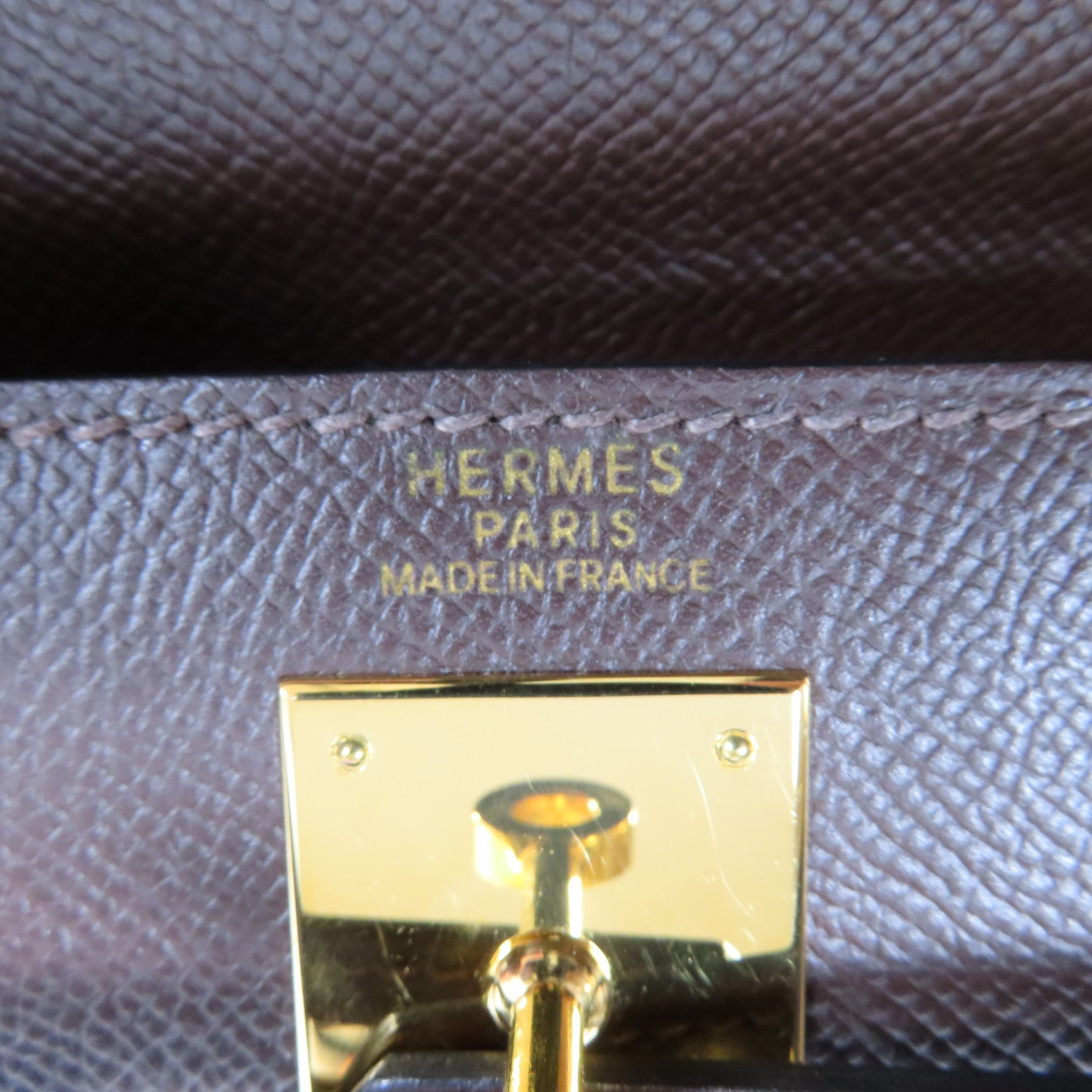HERMES Epsom皮革Kelly 32金扣手挽肩背兩用袋咖啡色