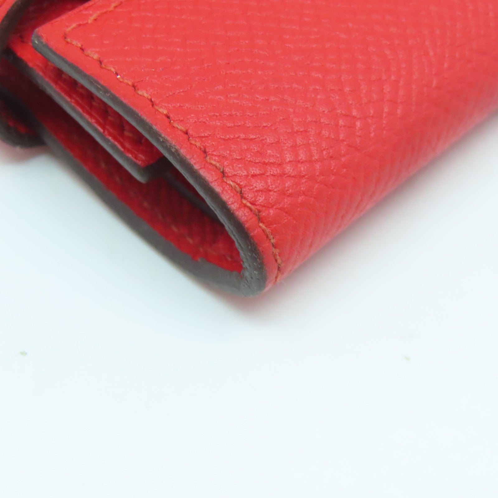 HERMES **【清倉大減價】Veau Epsom皮革Kelly Wallet金扣錢包紅色