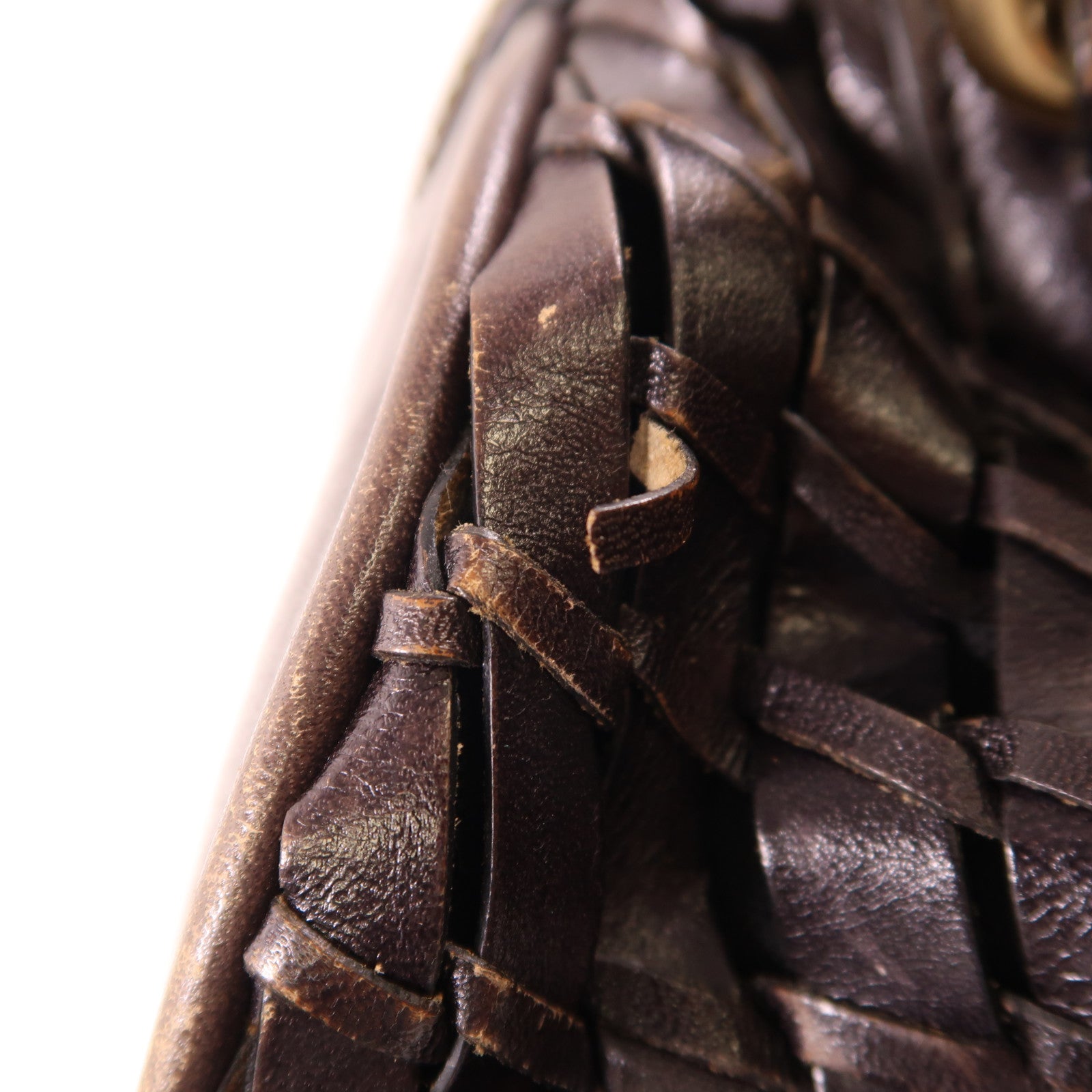 COLE HAAN GHW Shoulder Bag Handbag Calfskin Leather Dark Brown