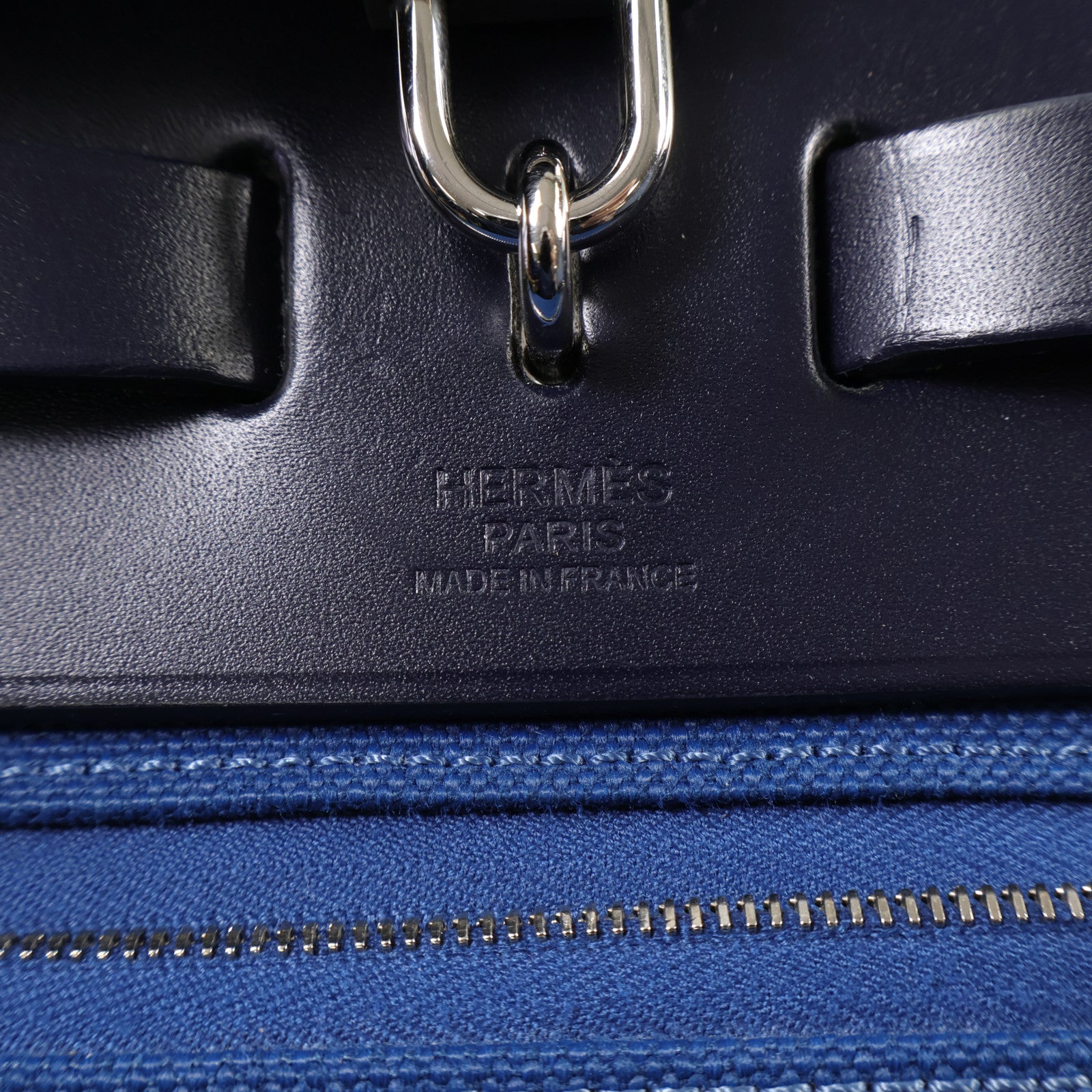 HERMES 帆布Herbag PM手挽肩背兩用袋Bleu Outremer