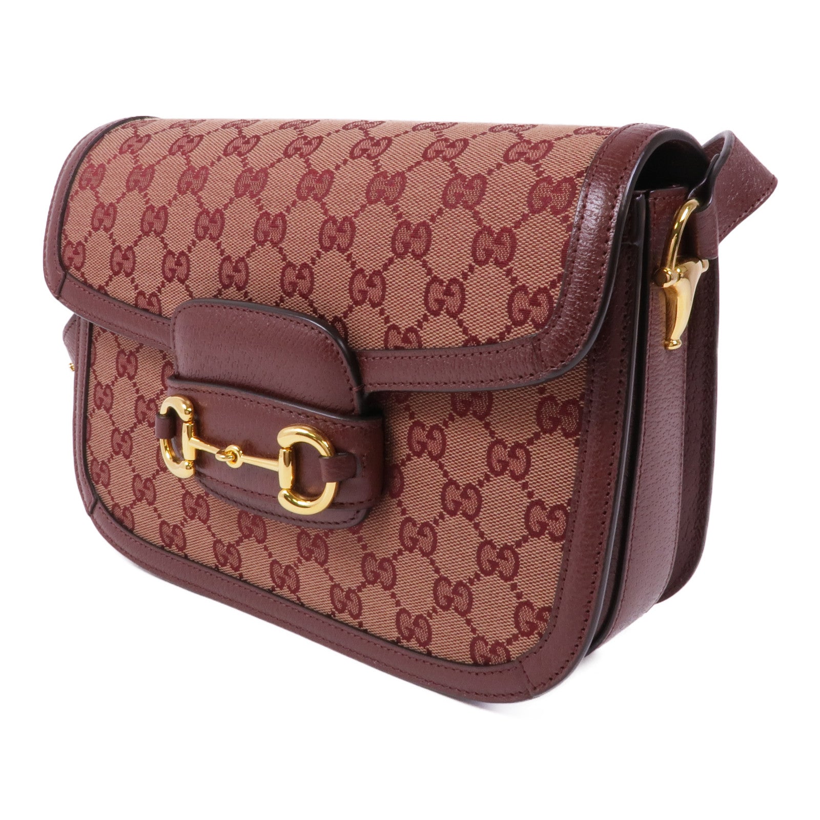 GUCCI 塗層帆布Horsebit 1955金扣肩背袋