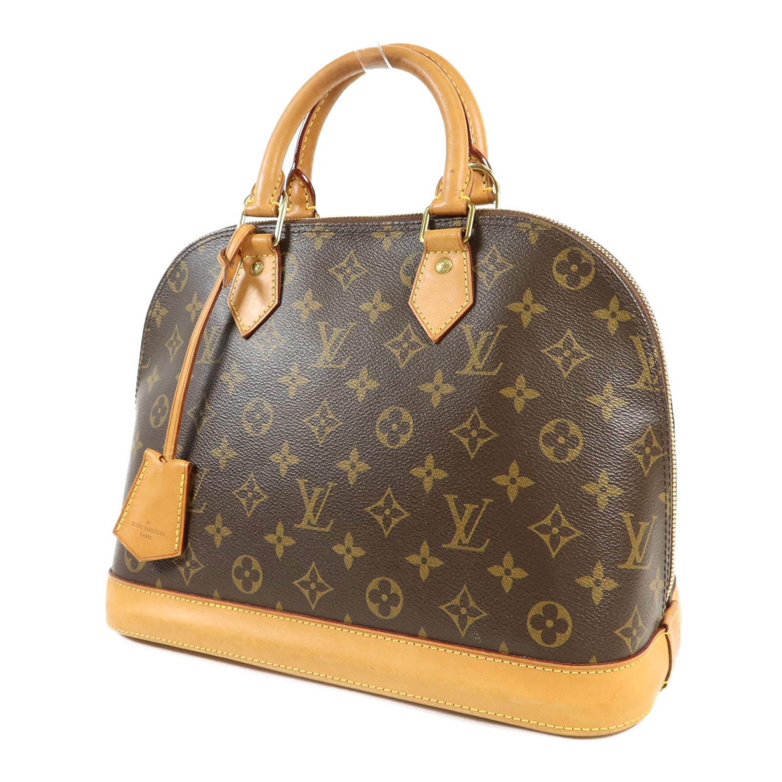 LOUIS VUITTON Monogram Alma金扣手挽袋棕色