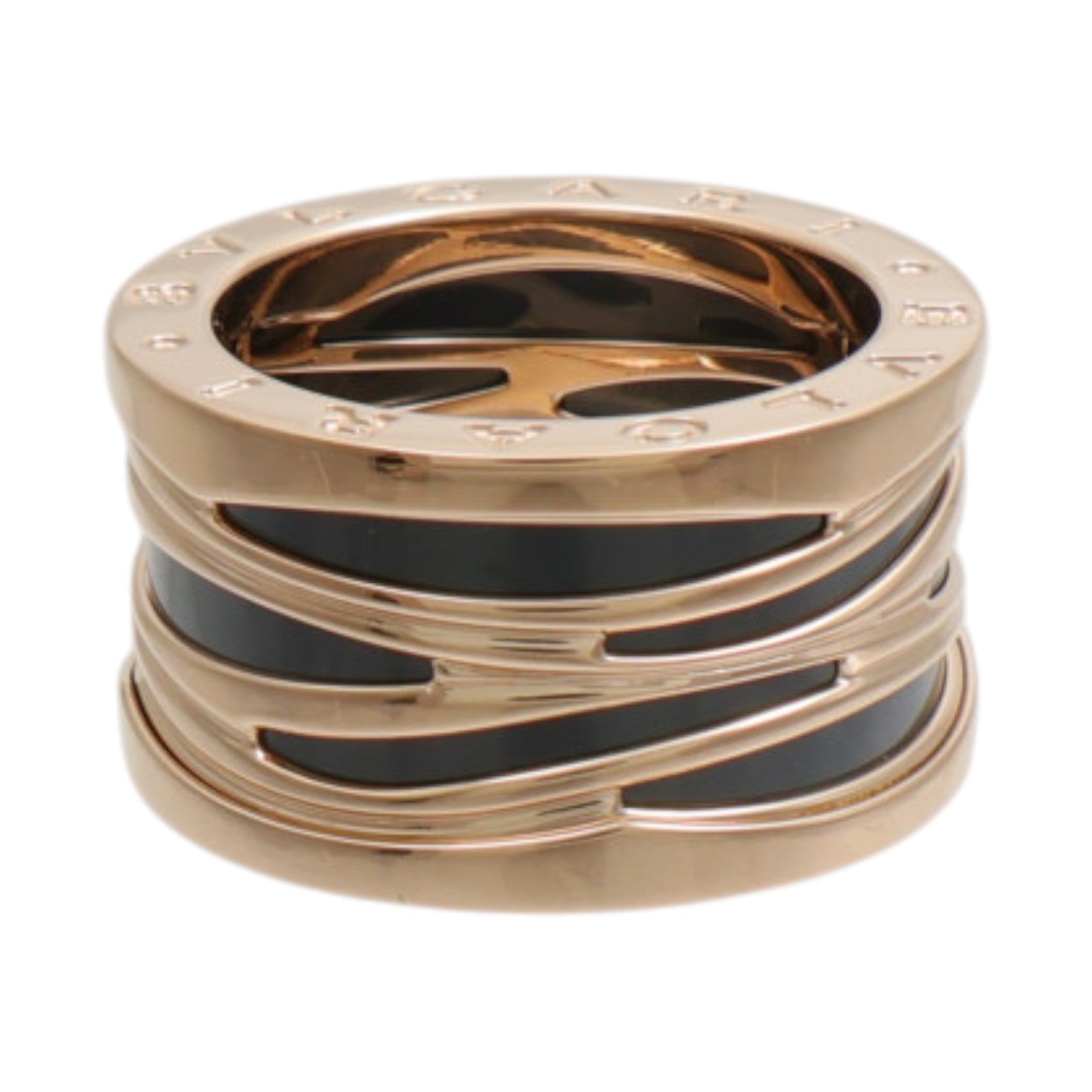 BVLGARI 18K玫瑰金B.Zerol Design Legend Ring琺瑯戒指