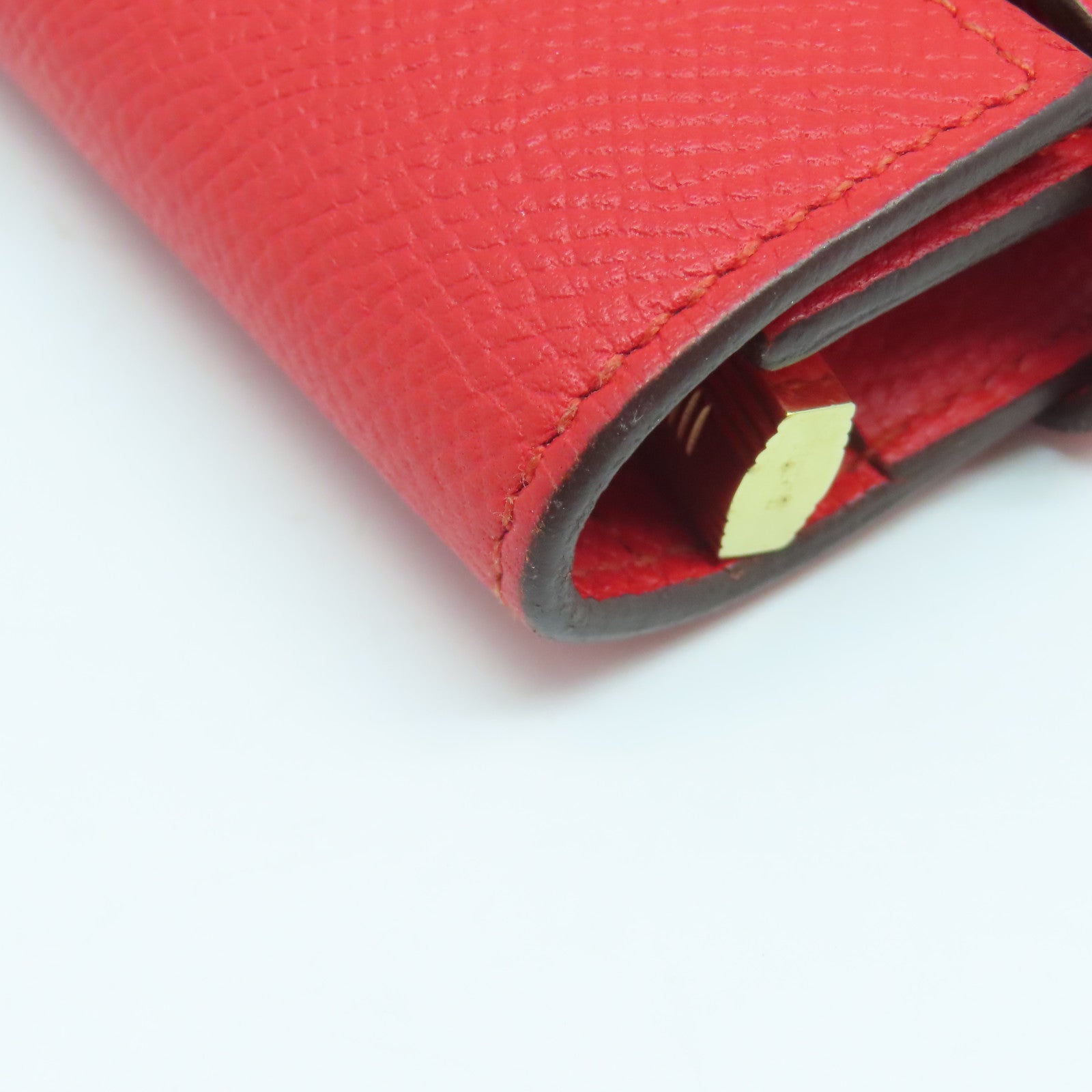 HERMES **【清倉大減價】Veau Epsom皮革Kelly Wallet金扣錢包紅色