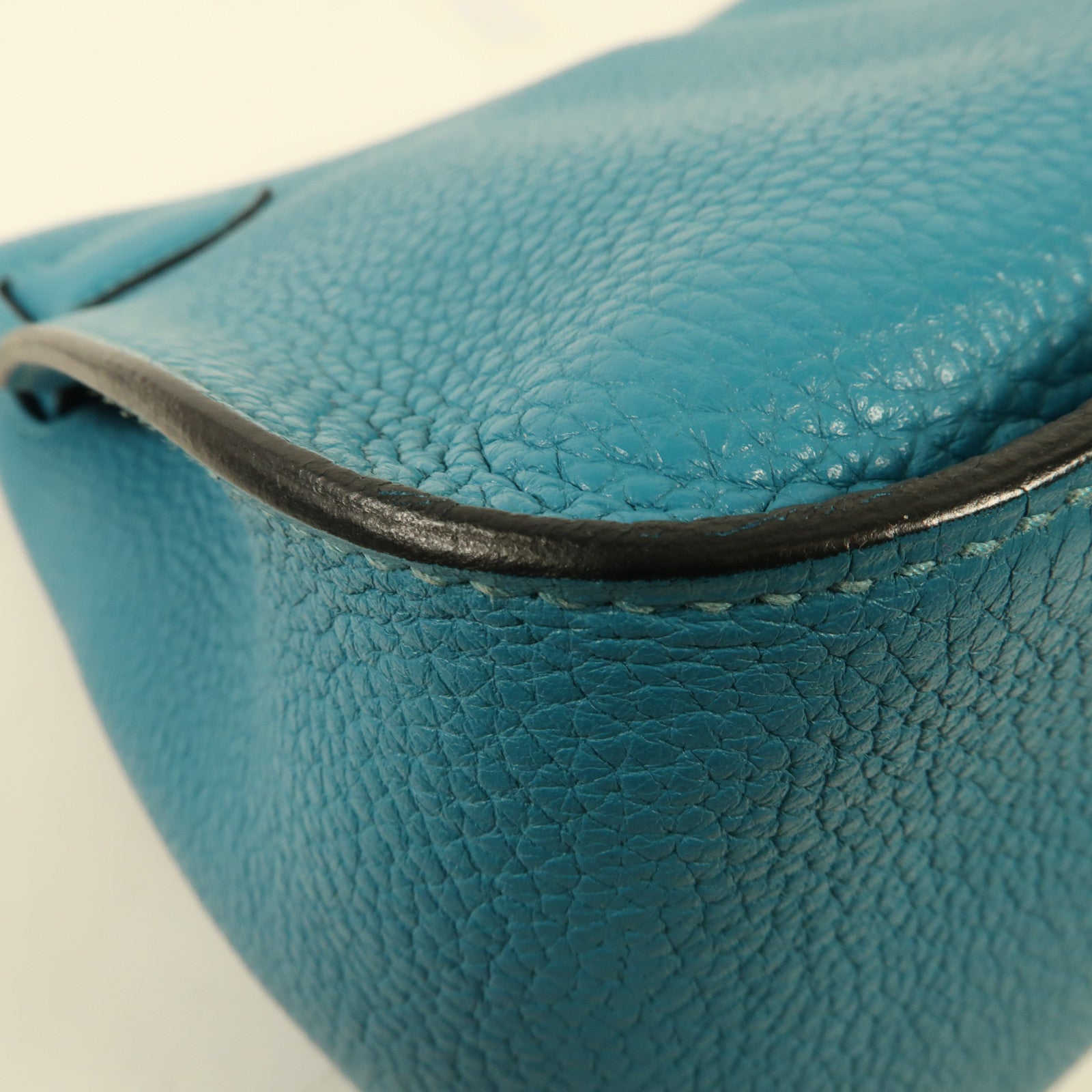 HERMES Clemence皮革Jypsiere 31銀扣肩背袋Bleu Lin
